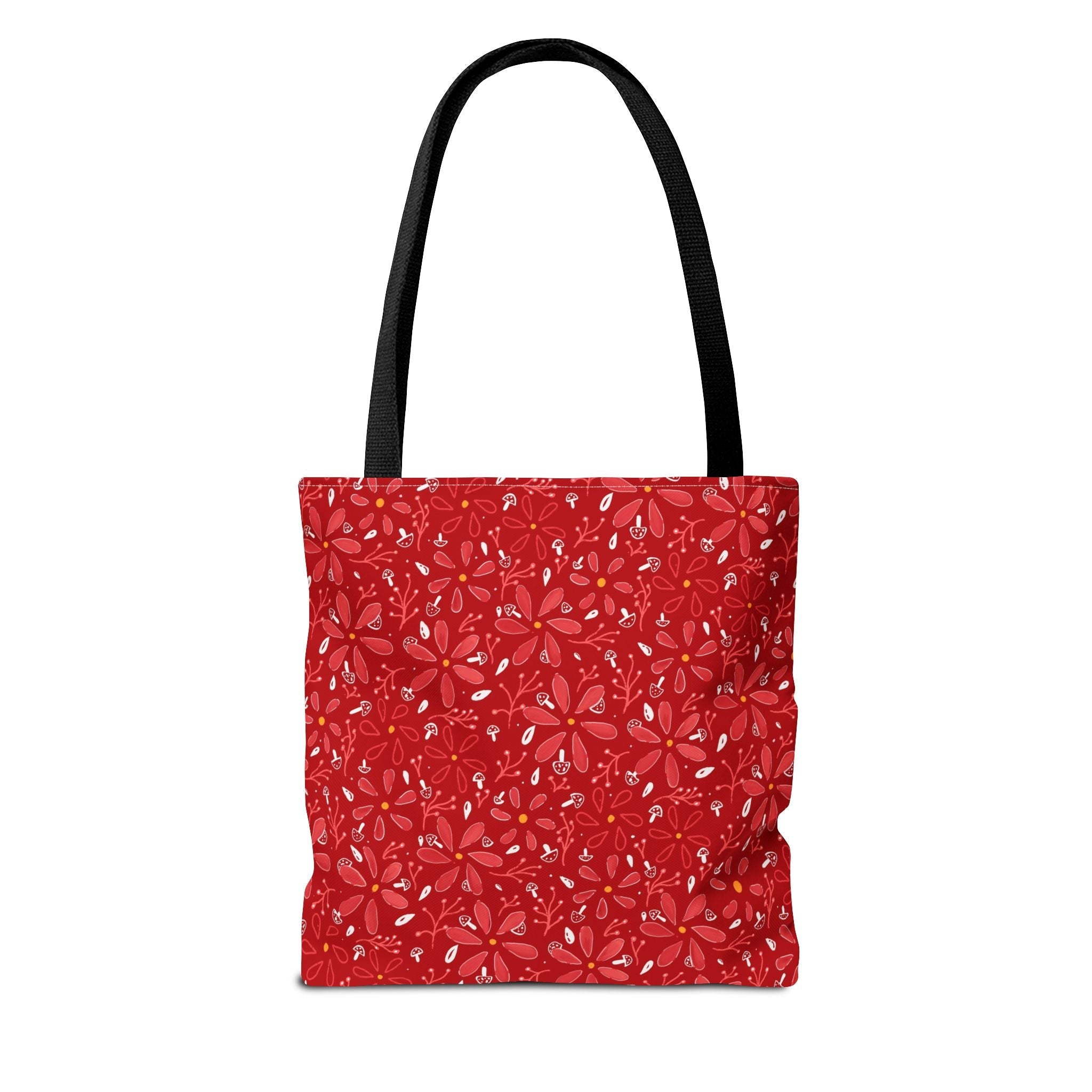 Red Flower with Mini Mushroom Tote Bag (AOP) Printify