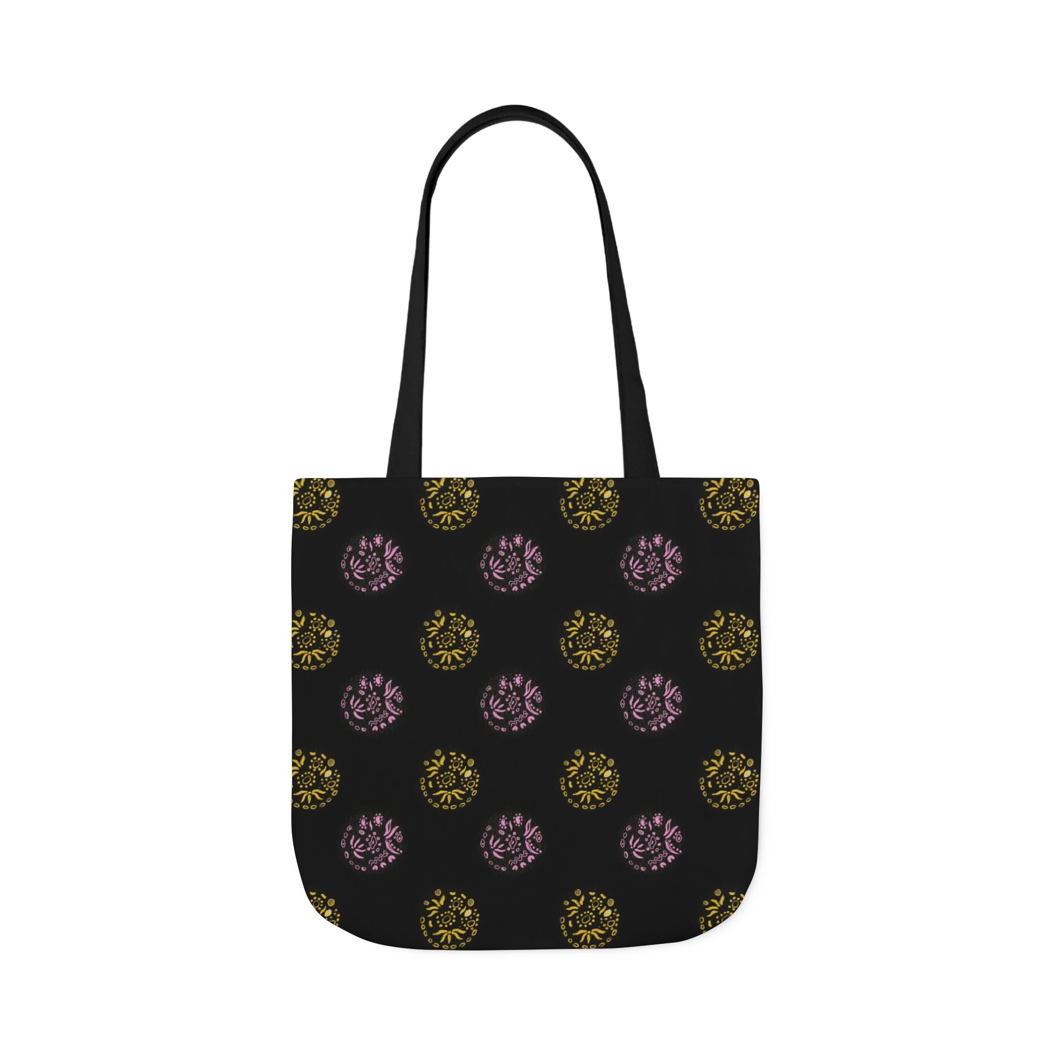 Black Abstract Canvas Tote Bag, 5-Color Straps