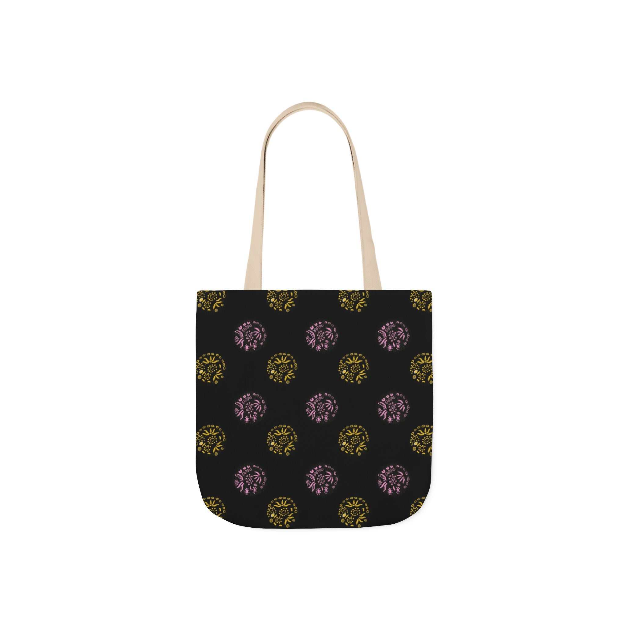 Black Abstract Canvas Tote Bag, 5-Color Straps