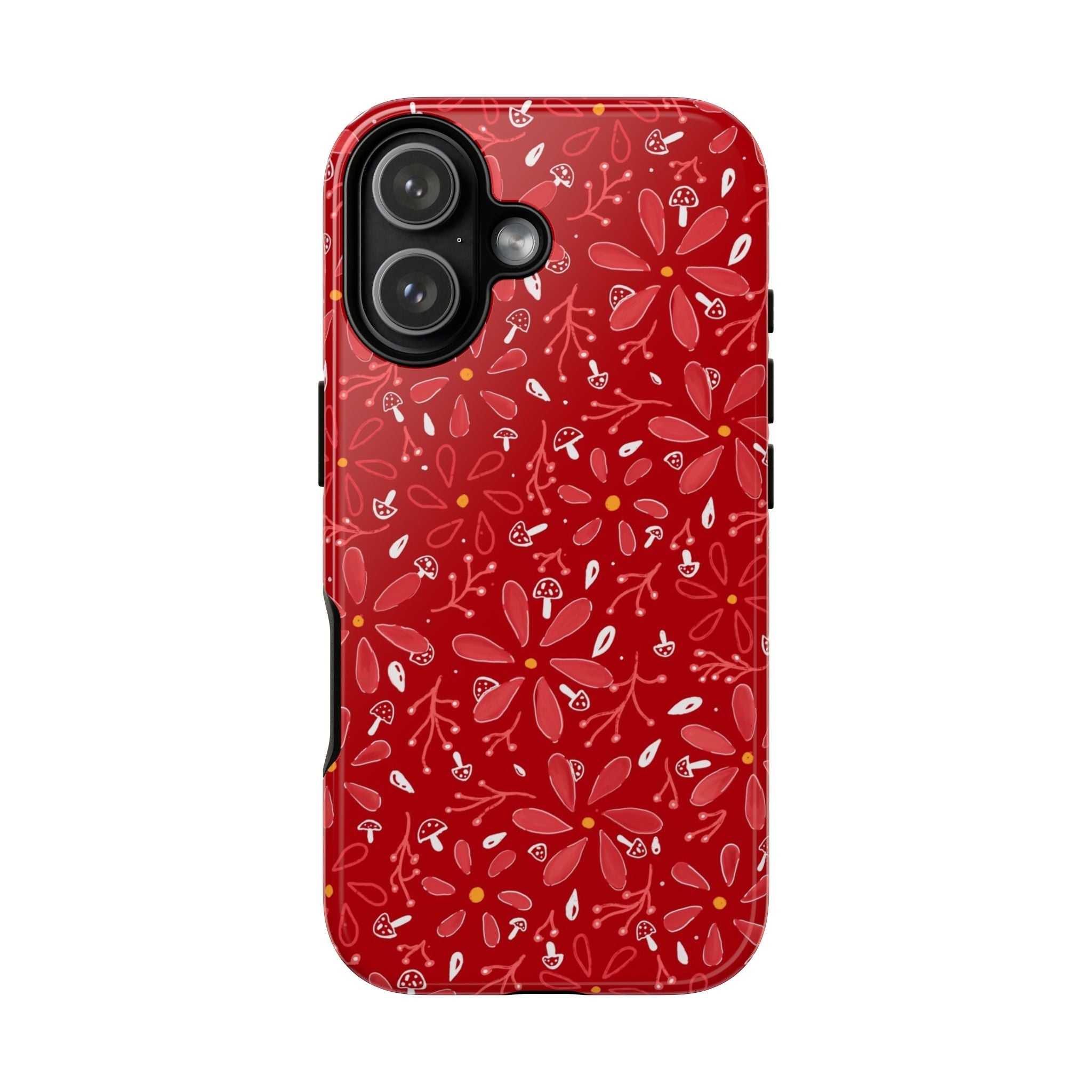 Red Flora Hand Designed Print Tough Cases Printify