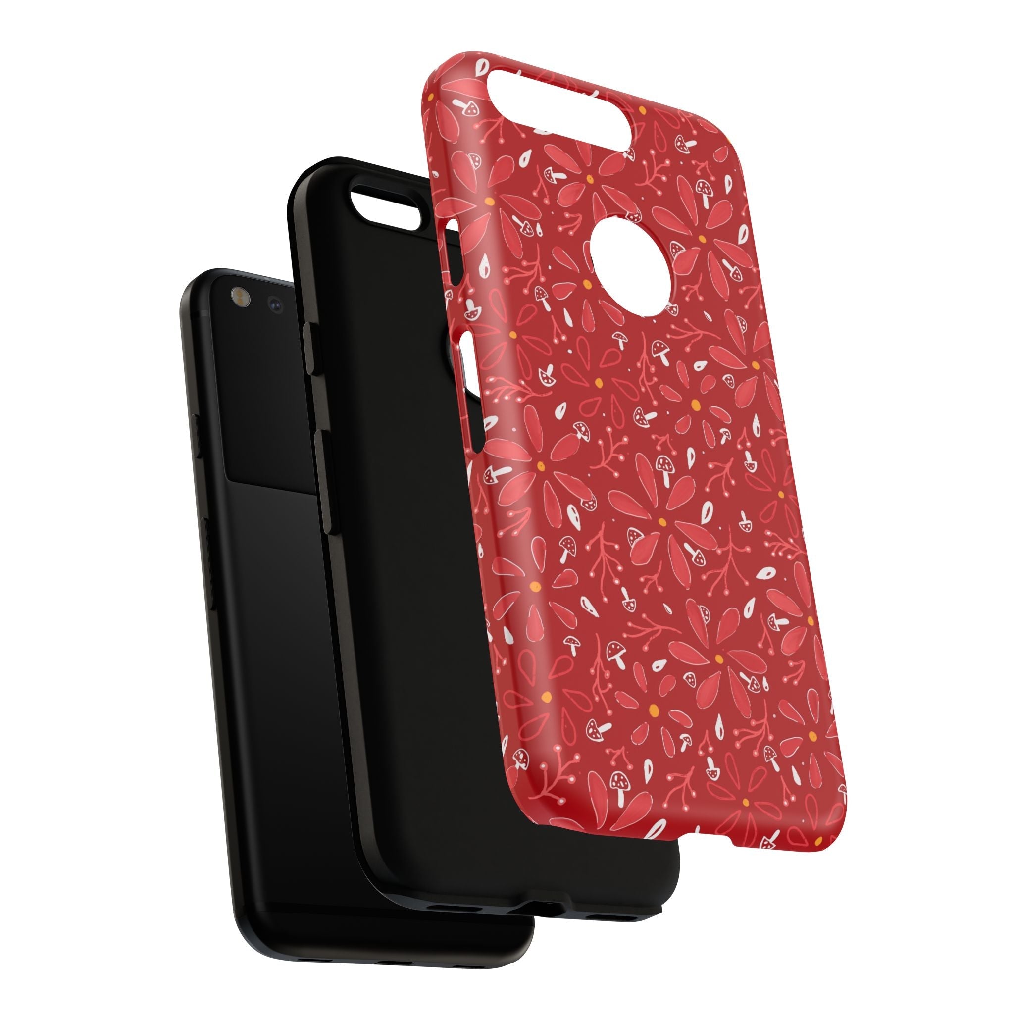 Red Flora Hand Designed Print Tough Cases Printify