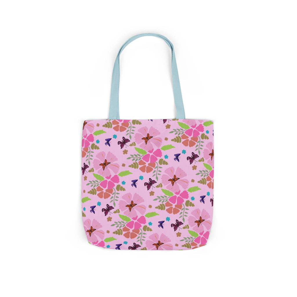 Pink Butterfly Garden Canvas Tote Bag, 5-Color Straps Printify