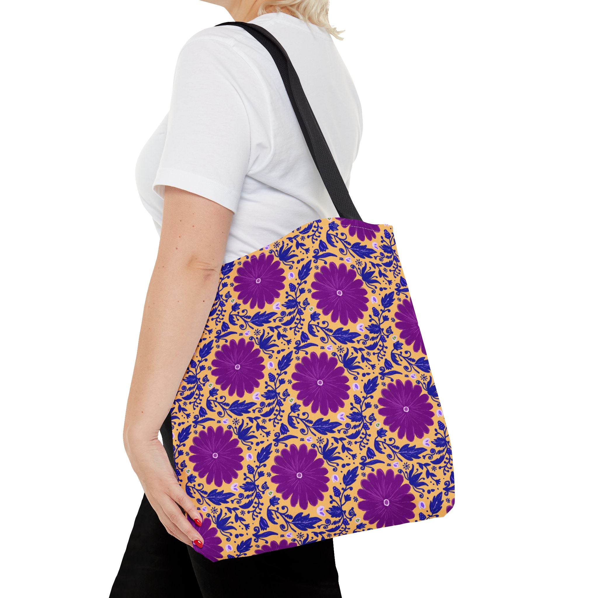 Botanic Susanah Purple Flower Print Tote Bag – Hand-Designed Print