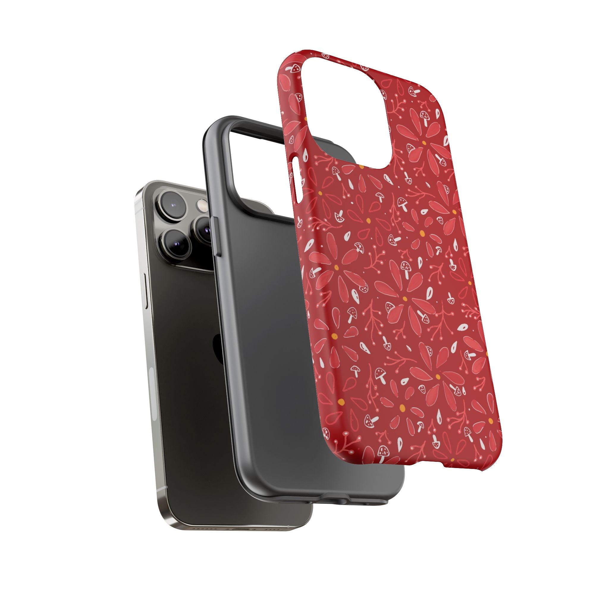 Red Flora Hand Designed Print Tough Cases Printify