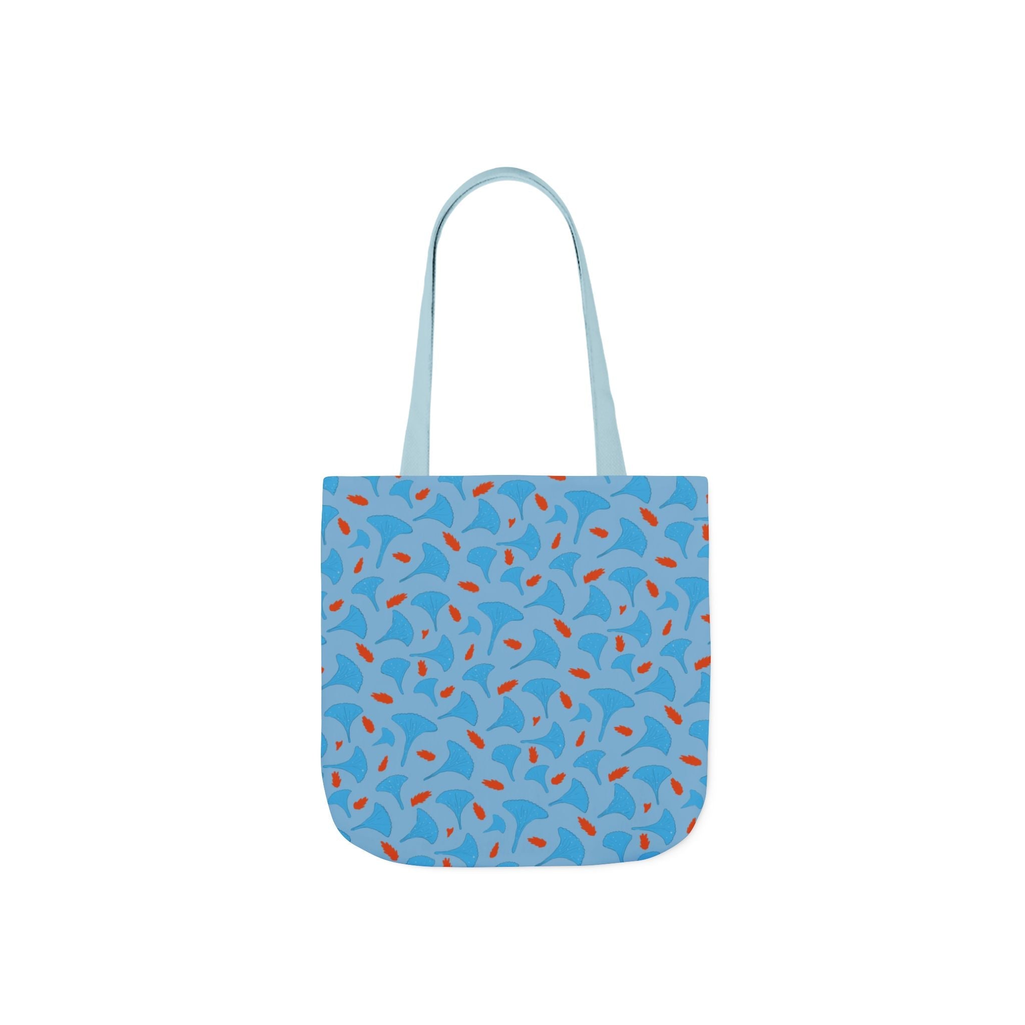 Blue Orange Flora Hand Designed Prints Canvas Tote Bag, 5-Color Straps Printify