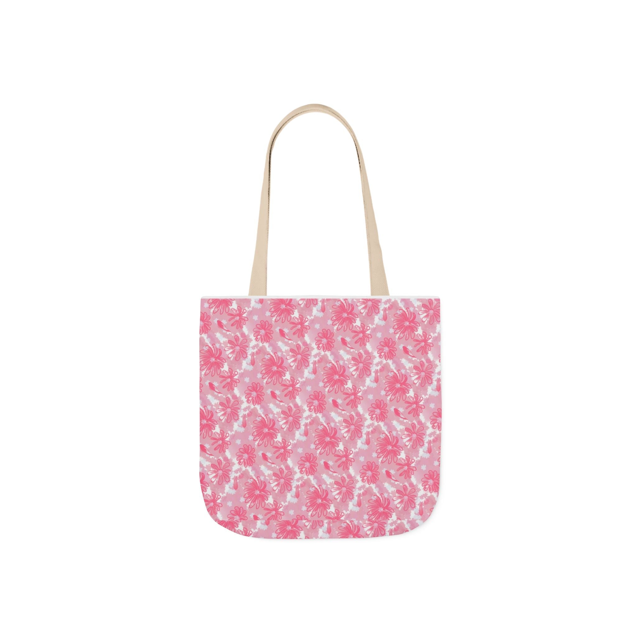Cute Pink Flora Original Art Canvas Tote Bag, 5-Color Straps Printify