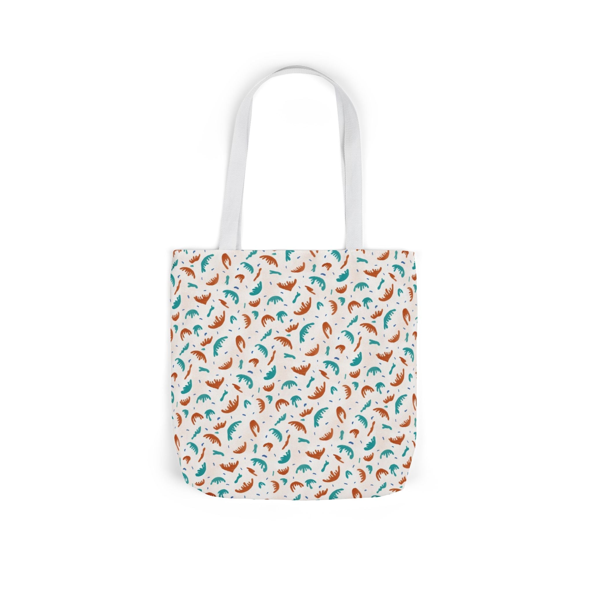 Abstract Hand Designed Print Canvas Tote Bag, 5-Color Straps Printify