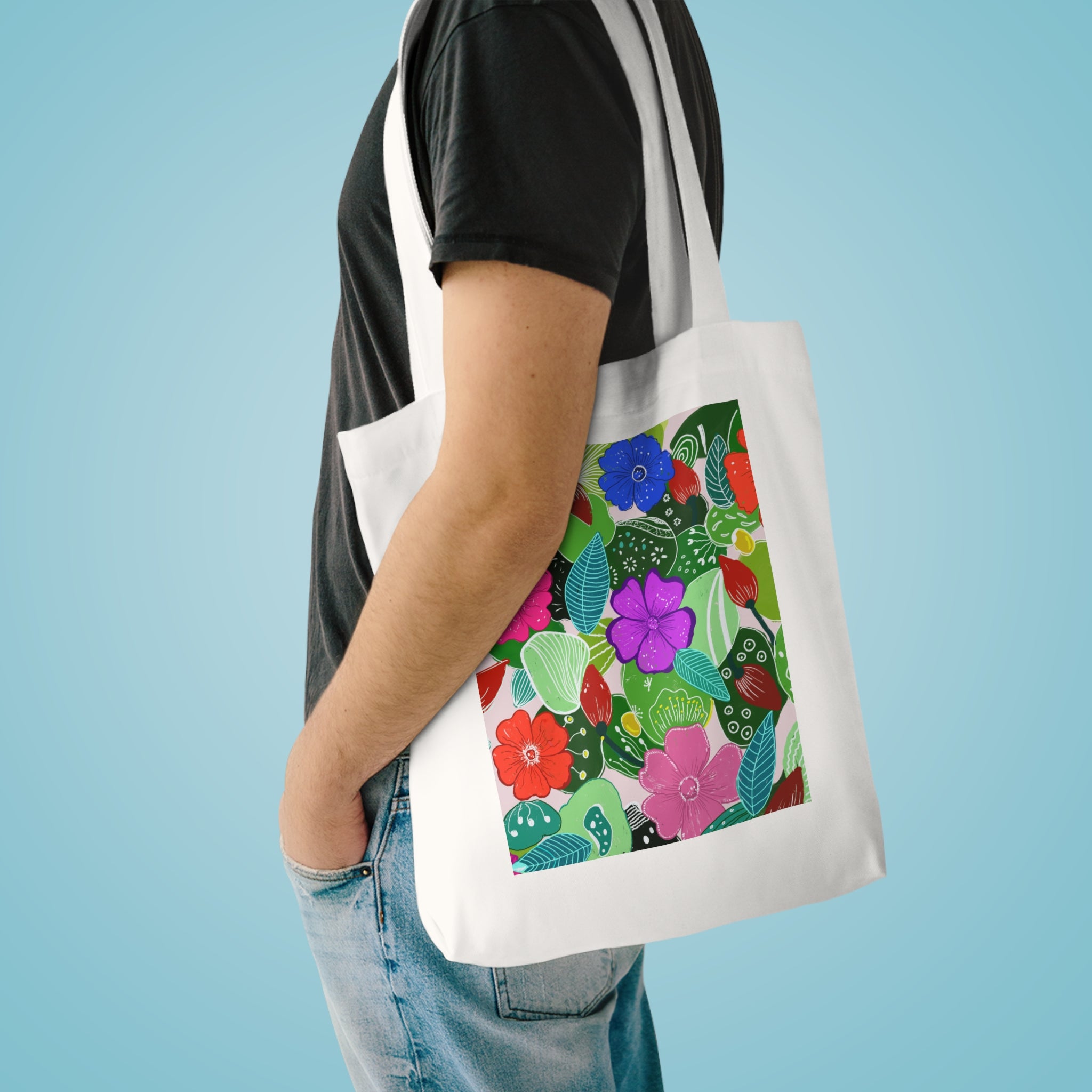 Multicolour Flower Botanic Cotton Tote Bag