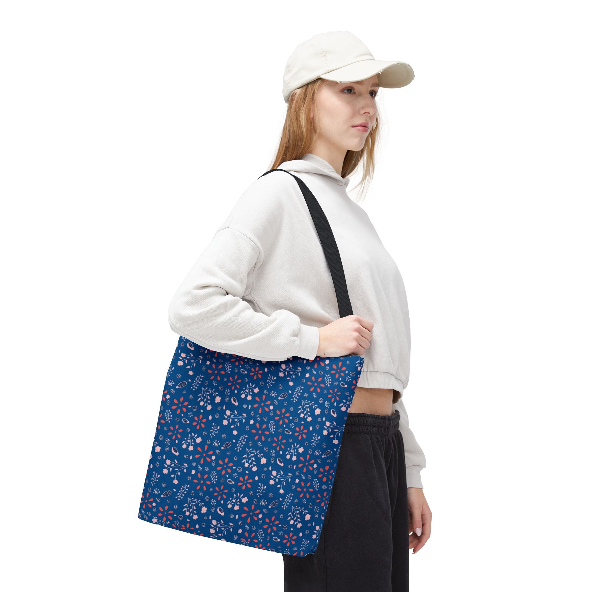 Blue Small Botanic Print Tote Bag (AOP)