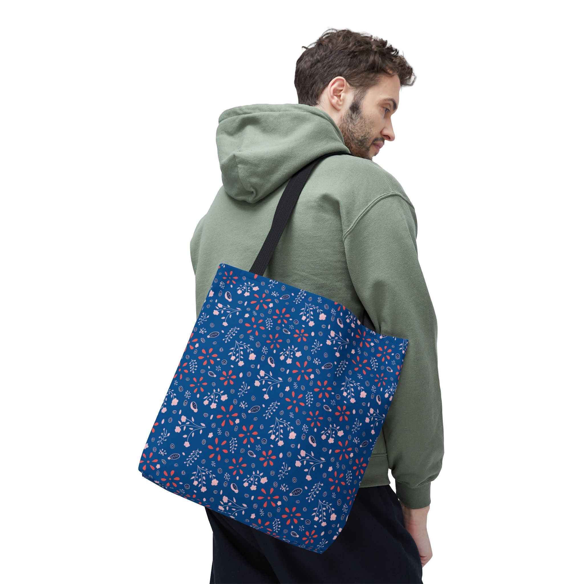 Blue Small Botanic Print Tote Bag (AOP)
