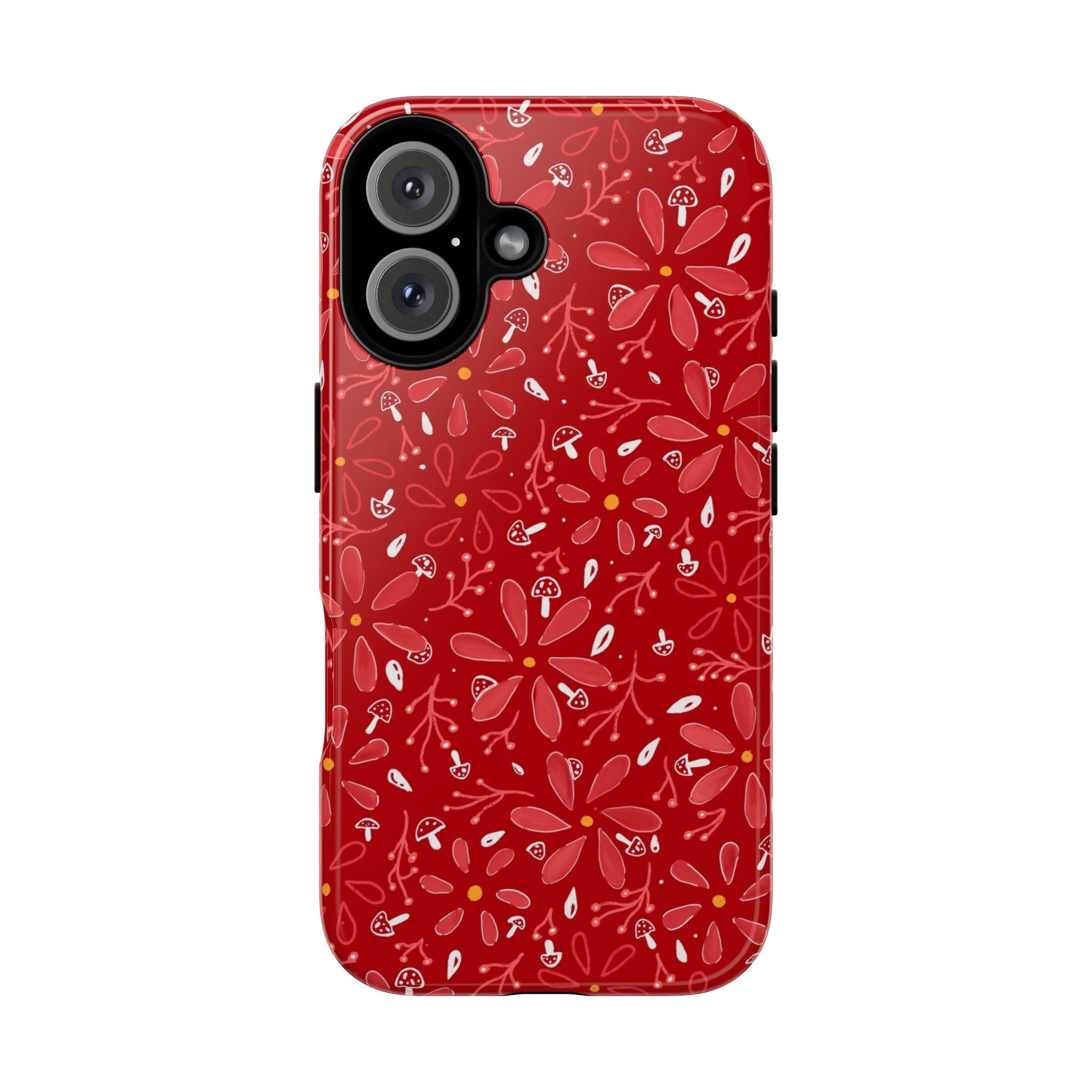 Red Flora Hand Designed Print Tough Cases Printify