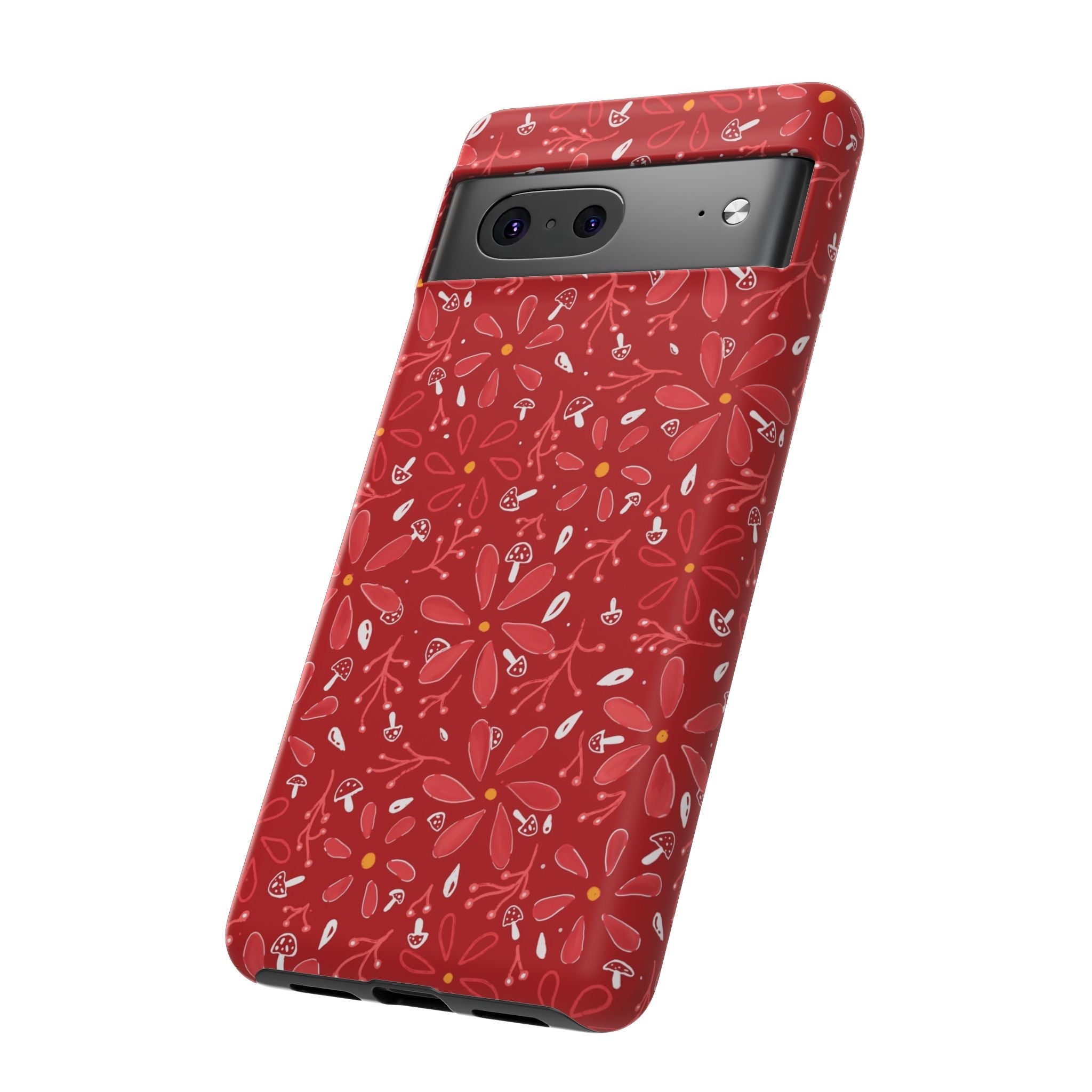 Red Flora Hand Designed Print Tough Cases Printify