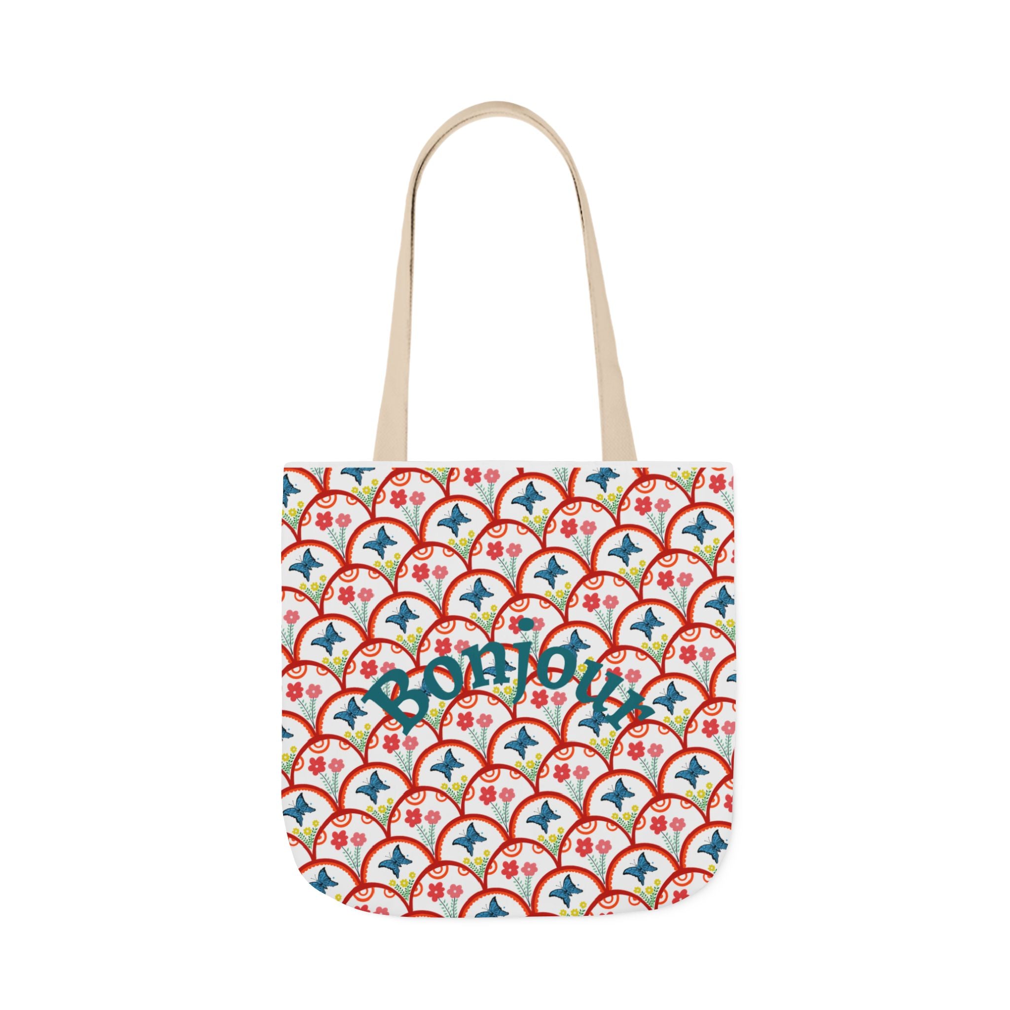 Bonjour Canvas Tote Bag | 5-Color Straps, 3 Sizes