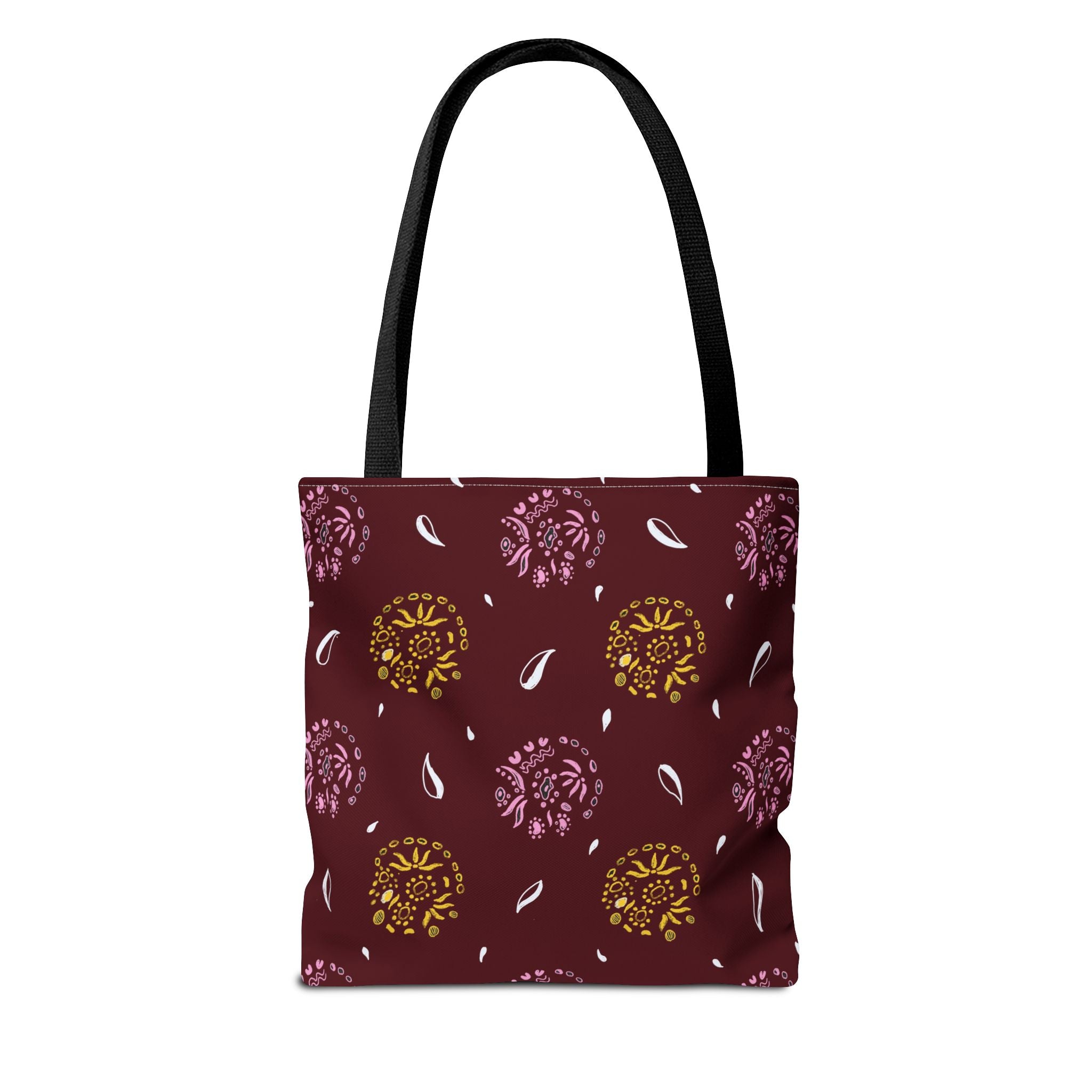 Maroon Abstract Symbol Tote Bag (AOP)