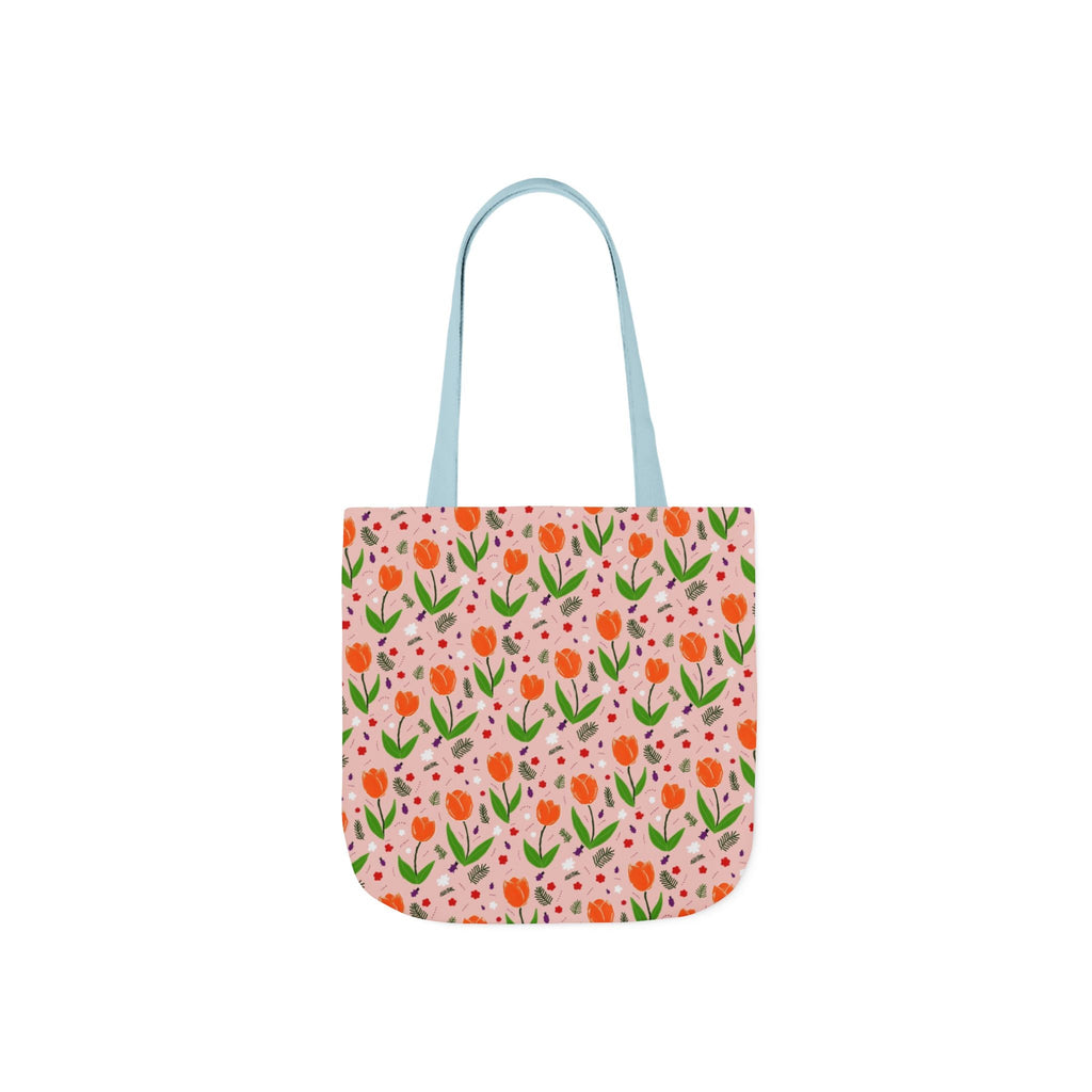 Orange Tulip Hand Designed Art Botanic Canvas Tote Bag, 5-Color Straps Printify