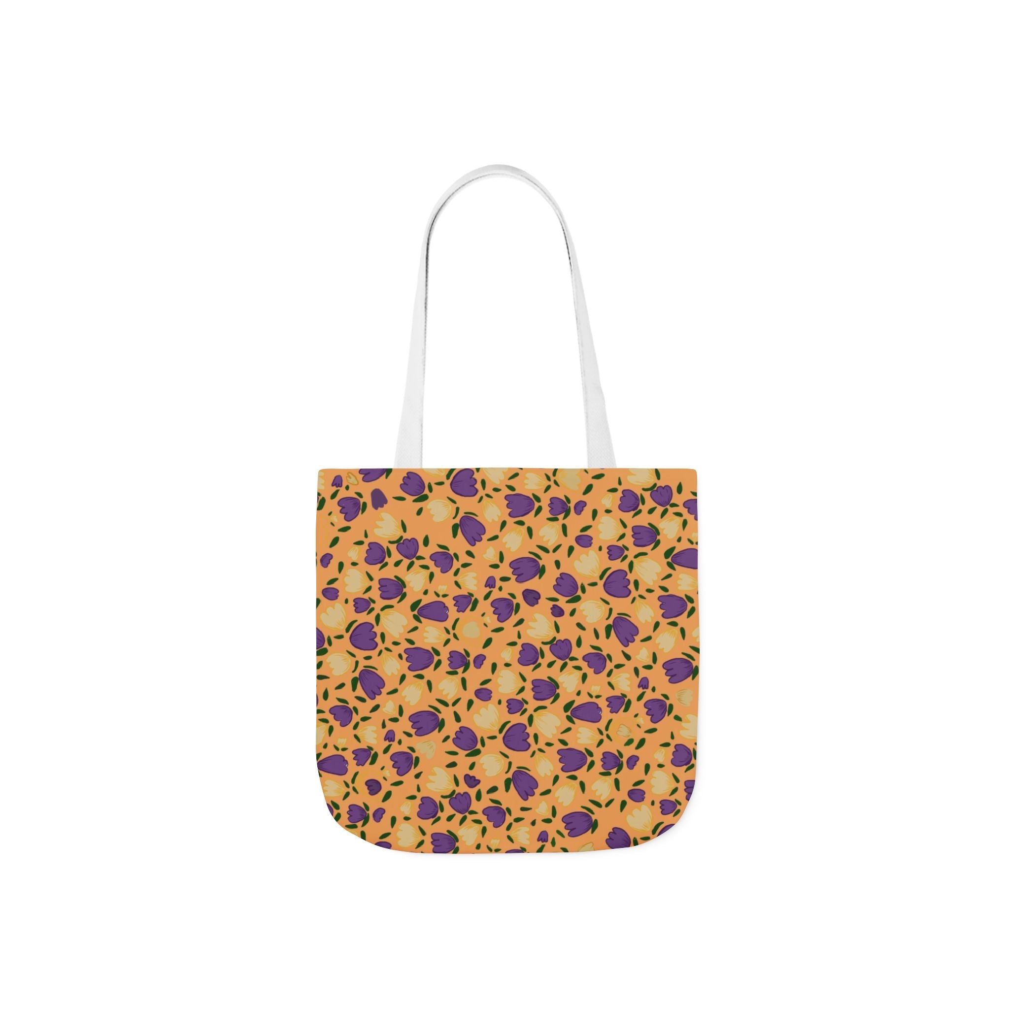 Orangy Purple Gold Flora Canvas Tote Bag, 5-Color Straps Printify