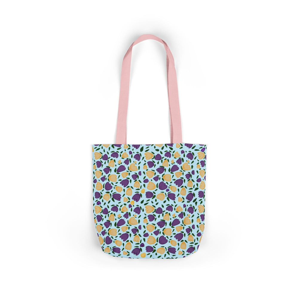 Blue Purple Cute Original Art Wild Flora Canvas Tote Bag, 5-Color Straps Printify