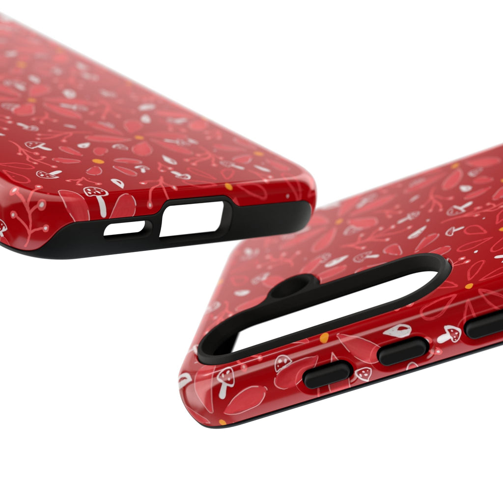 Red Flora Hand Designed Print Tough Cases Printify