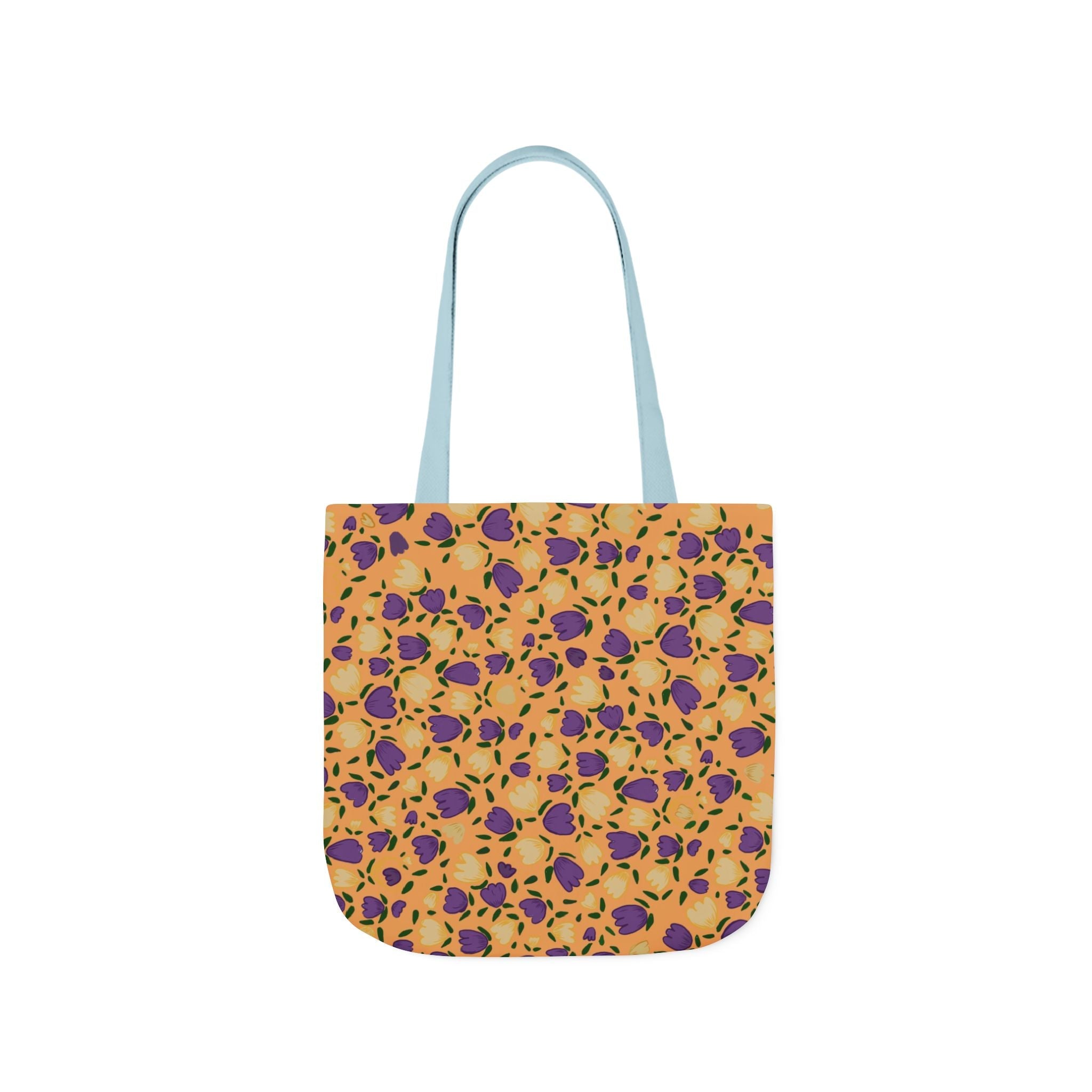 Orangy Purple Gold Flora Canvas Tote Bag, 5-Color Straps Printify