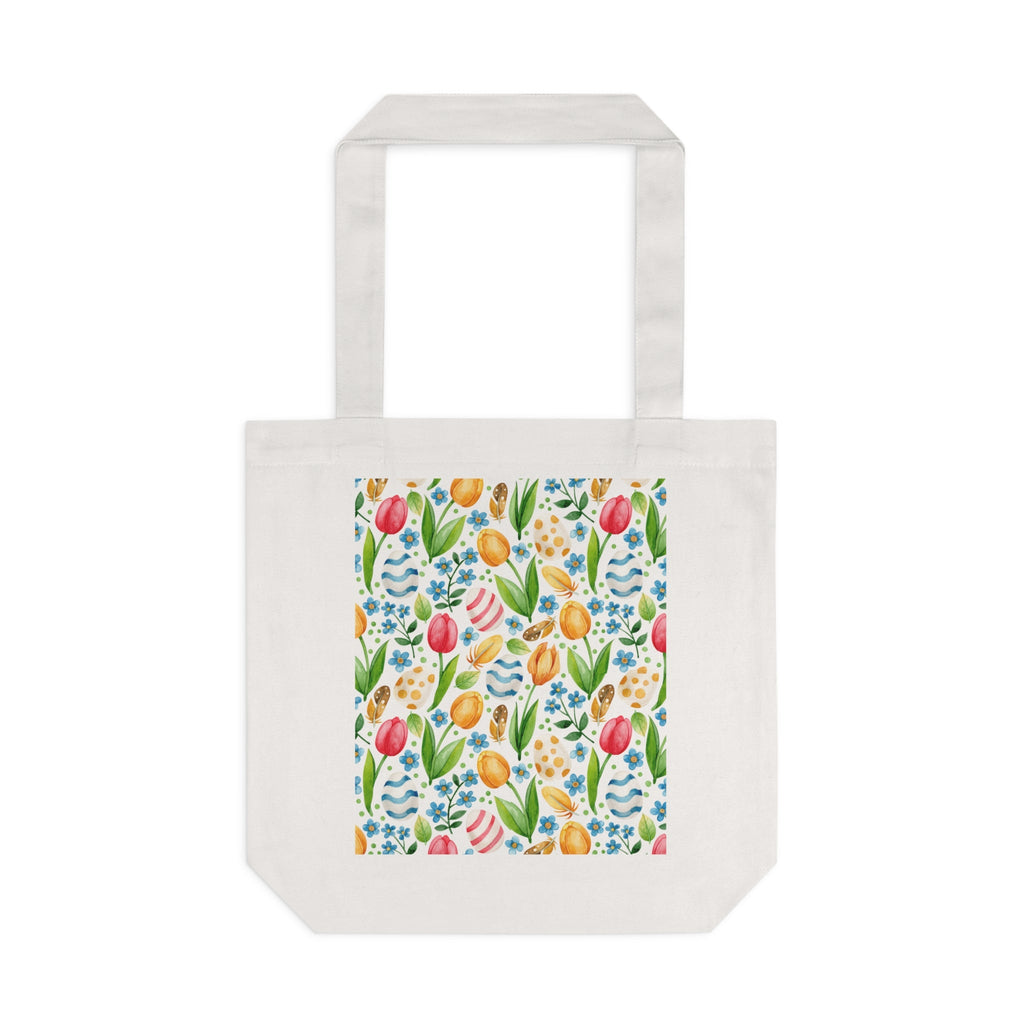 Easter Egg Tulip Hand Design Art  Cotton Tote Bag Printify