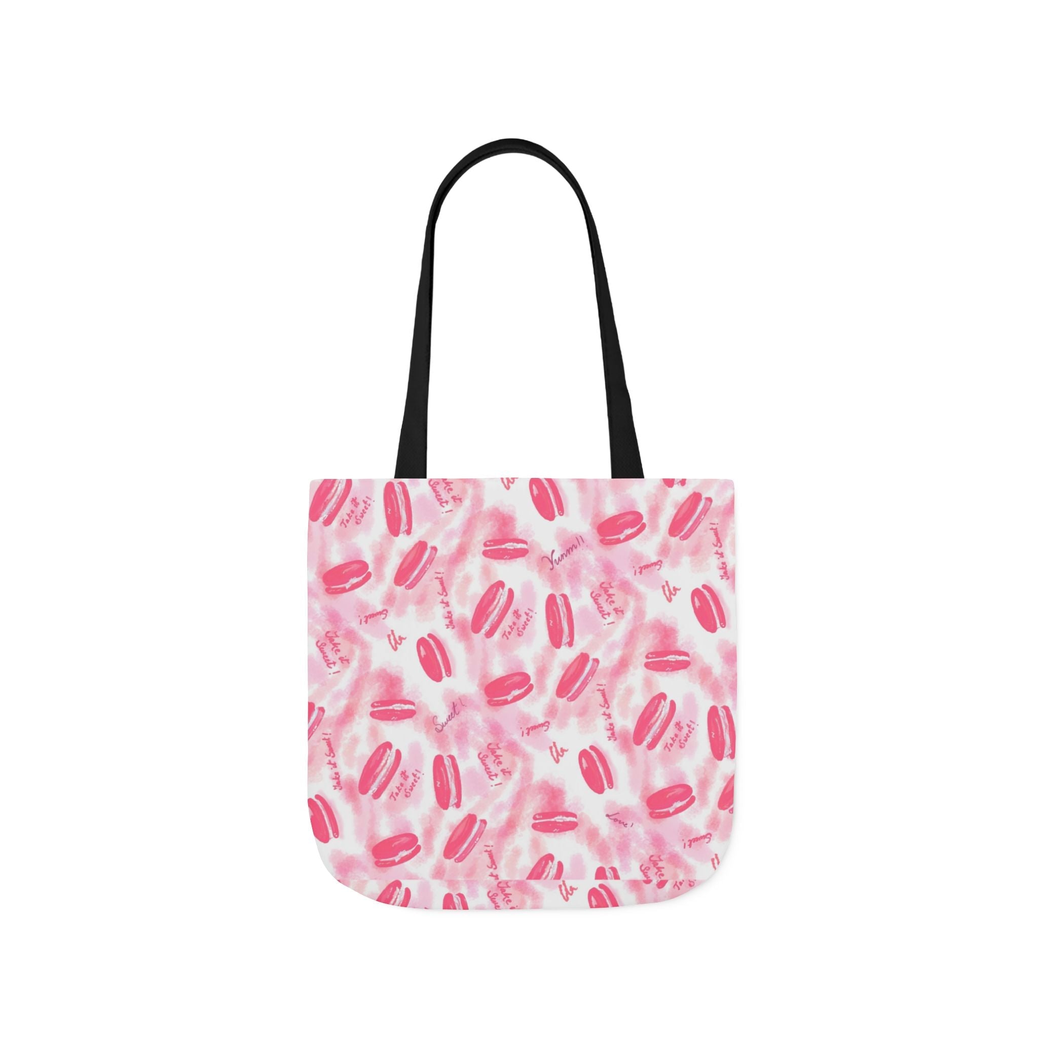 Macaron Hand Drawn Prints Canvas Tote Bag, 5-Color Straps Printify
