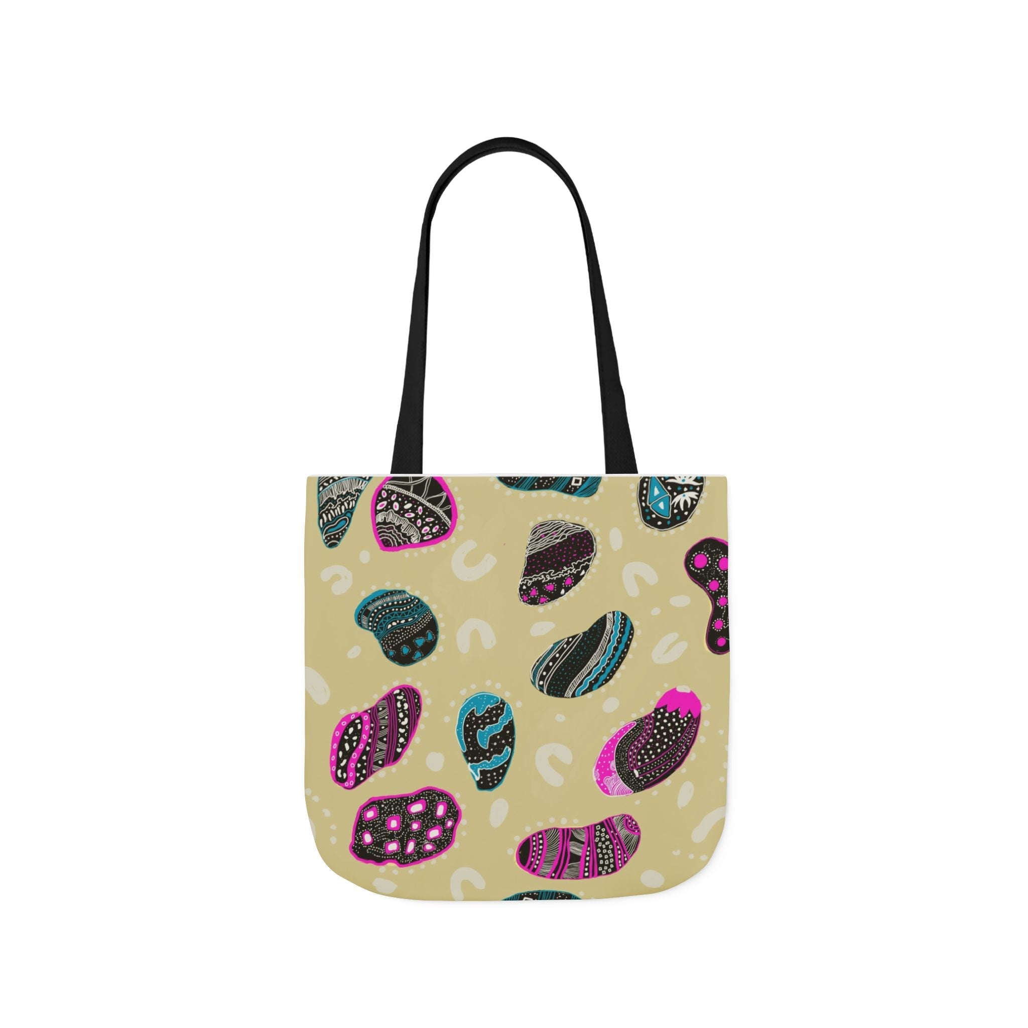 Modern Abstract Drawn Print Canvas Tote Bag, 5-Color Straps Printify