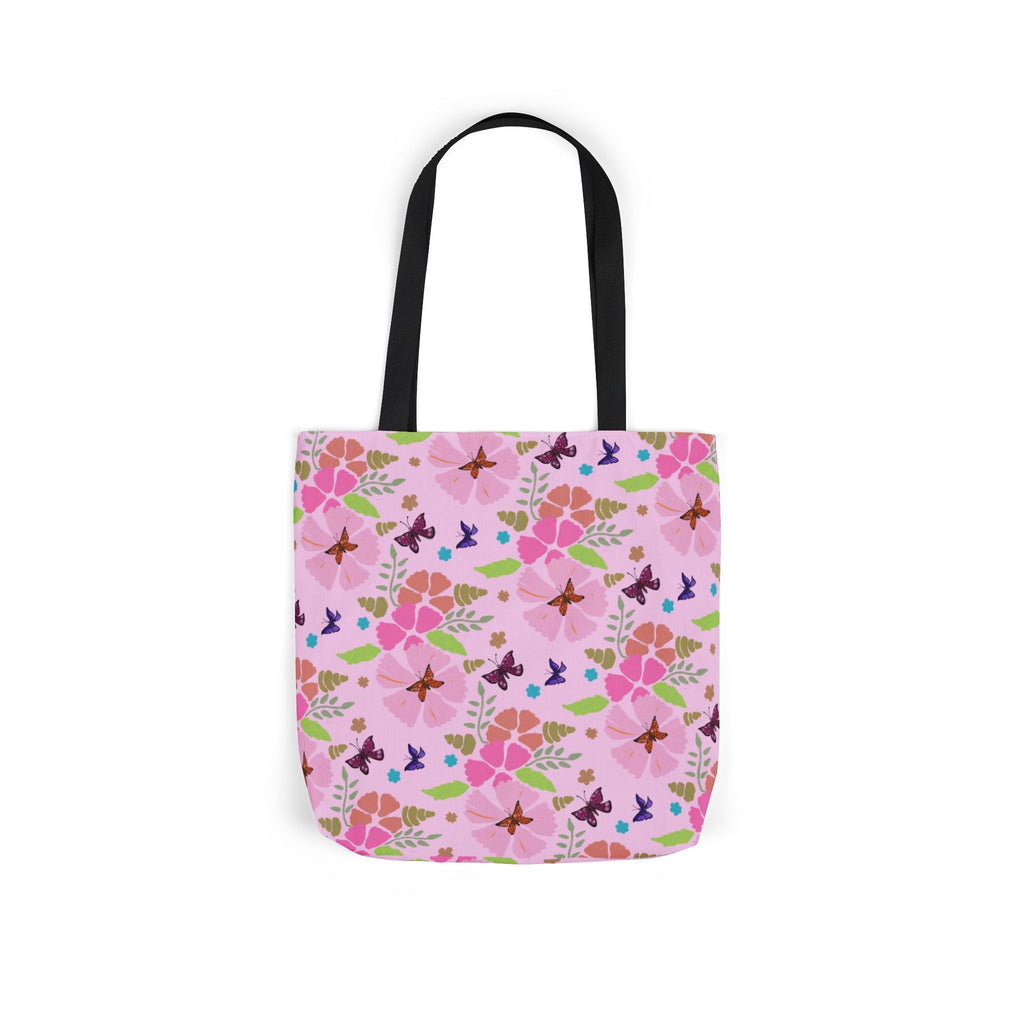 Pink Butterfly Garden Canvas Tote Bag, 5-Color Straps Printify