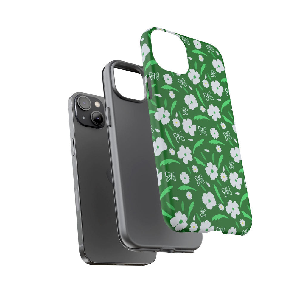 Green Meets White Flora Hand Designed Prints Tough Cases Printify