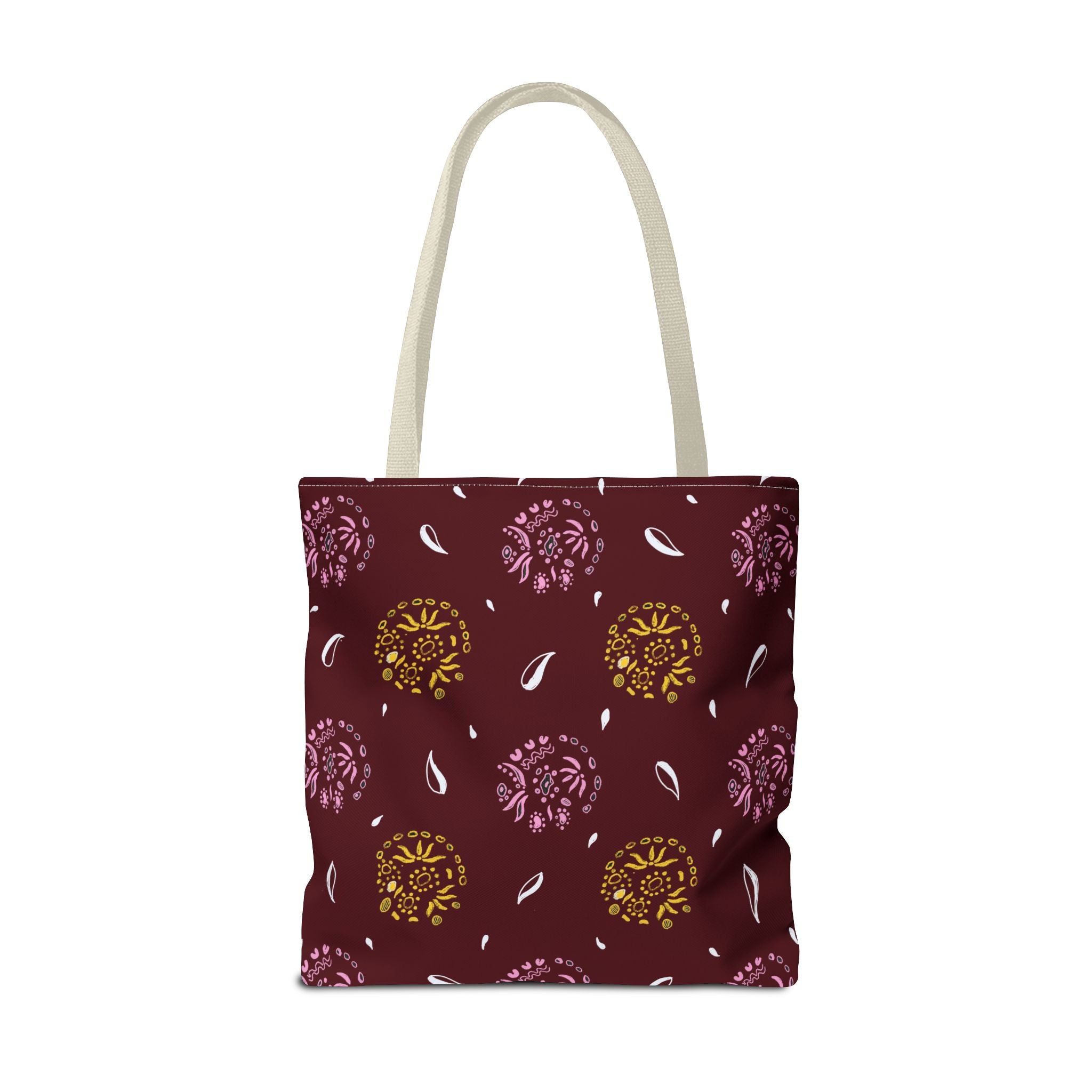 Maroon Abstract Symbol Tote Bag (AOP)