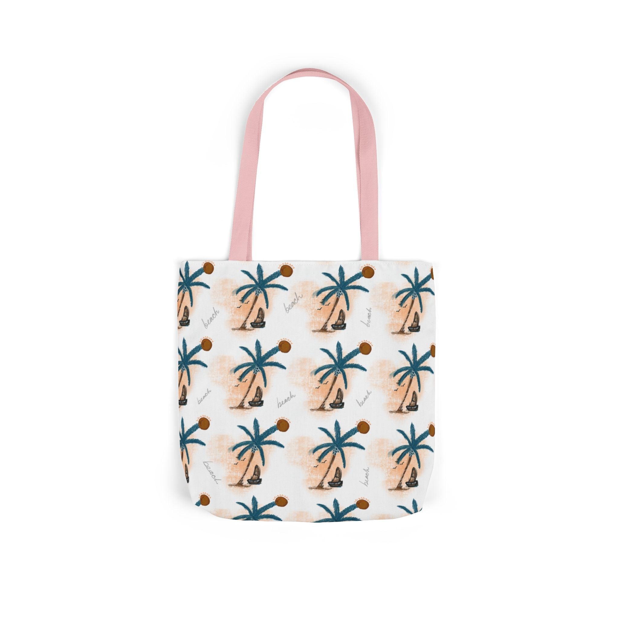 Beach Hand Drawn Art Canvas Tote Bag, 5-Color Straps Printify