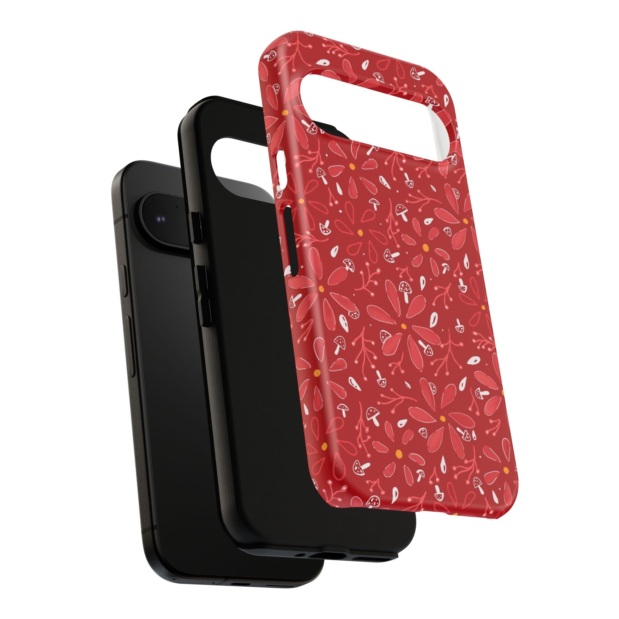 Red Flora Hand Designed Print Tough Cases Printify