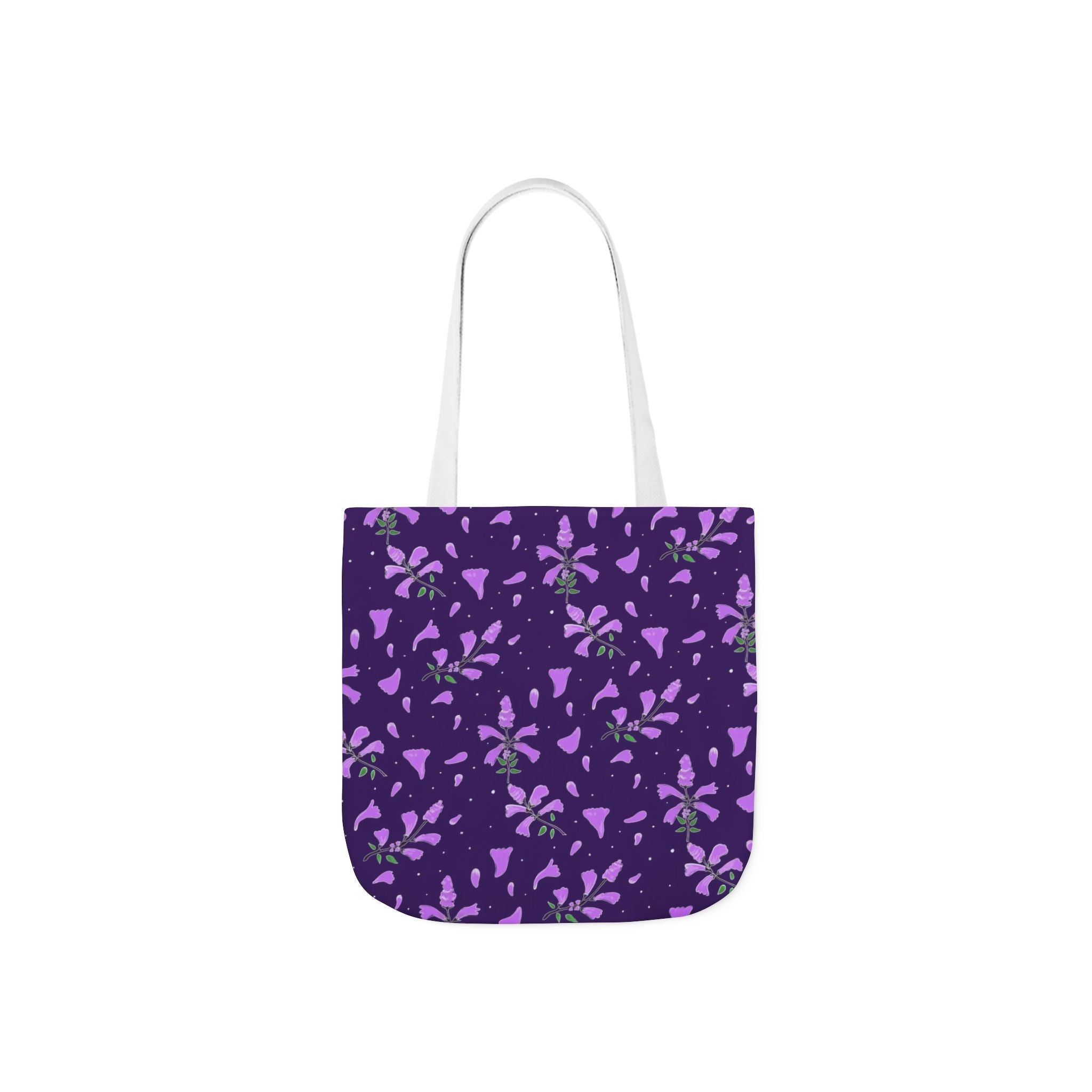Wild Flower Purple Hand Designed Prints Canvas Tote Bag, 5-Color Straps Printify