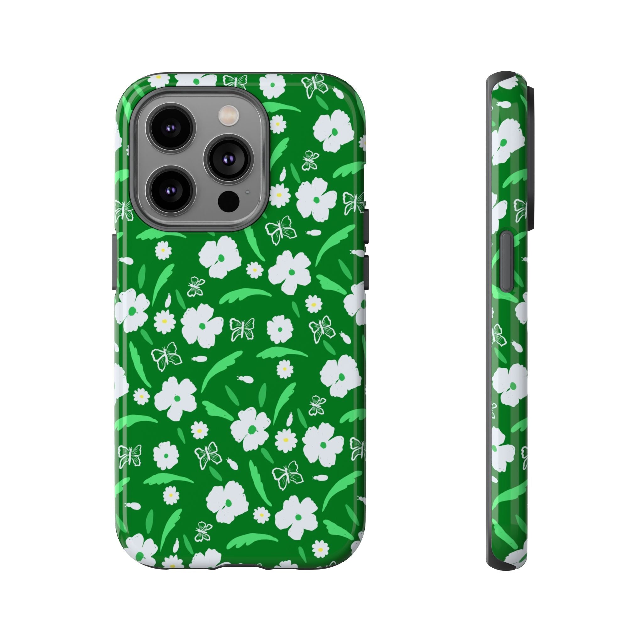 Green Meets White Flora Hand Designed Prints Tough Cases Printify