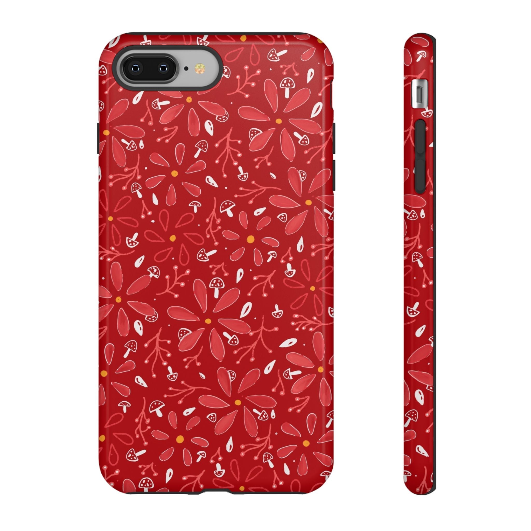 Red Flora Hand Designed Print Tough Cases Printify