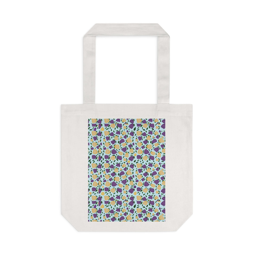 Blue Purple Small Wild Flora Cotton Tote Bag Printify