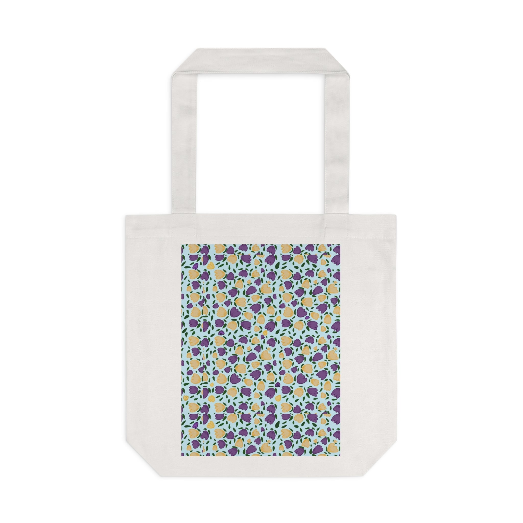 Blue Purple Small Wild Flora Cotton Tote Bag Printify