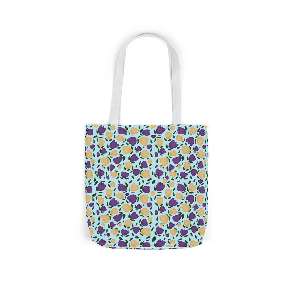 Blue Purple Cute Original Art Wild Flora Canvas Tote Bag, 5-Color Straps Printify