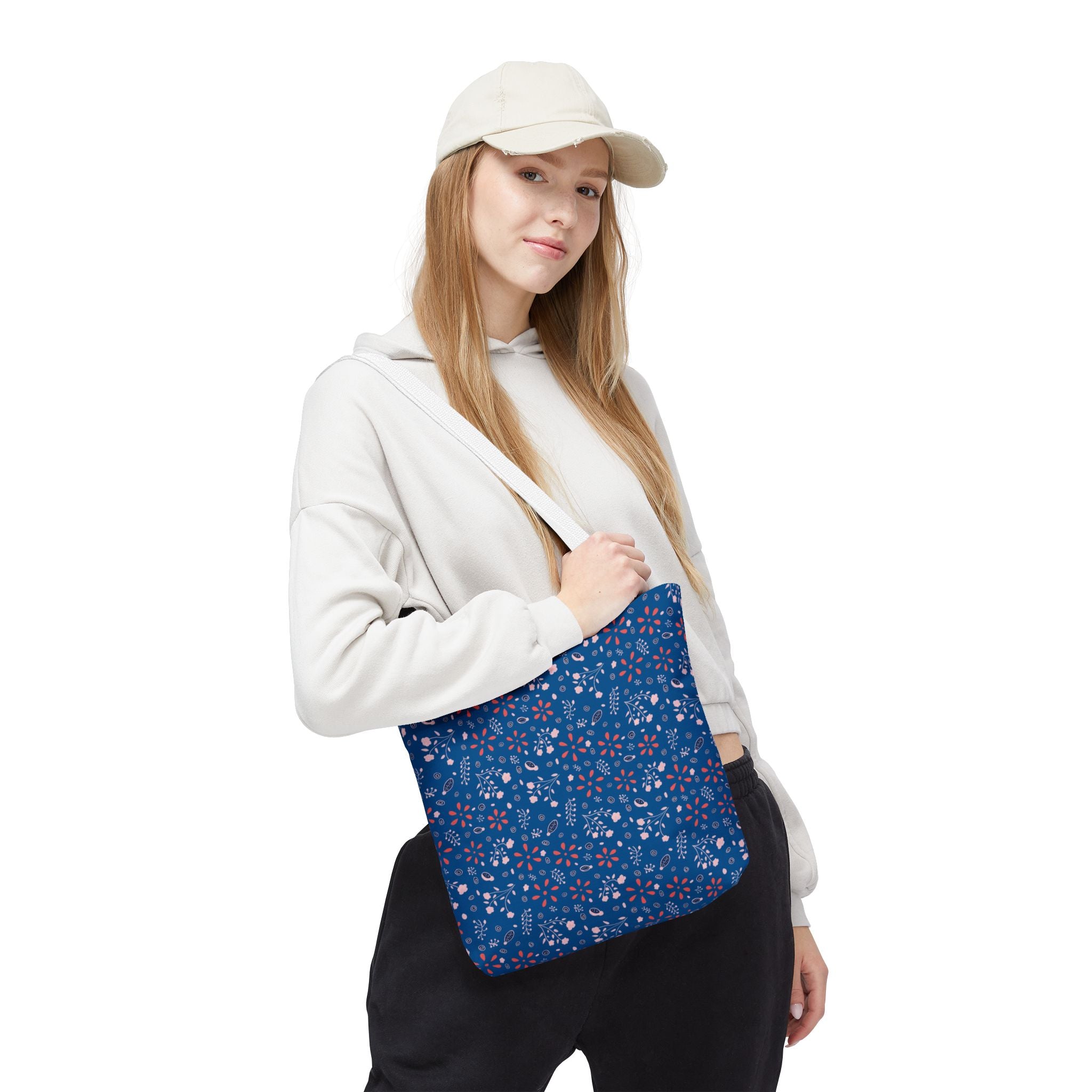 Blue Small Botanic Print Tote Bag (AOP)
