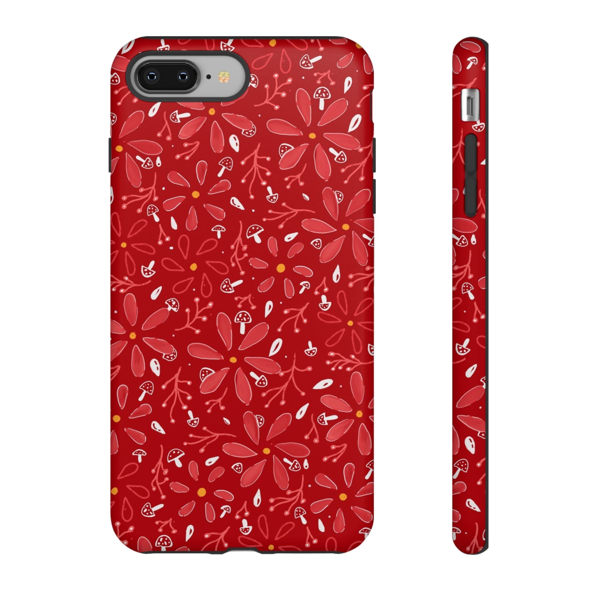 Red Flora Hand Designed Print Tough Cases Printify