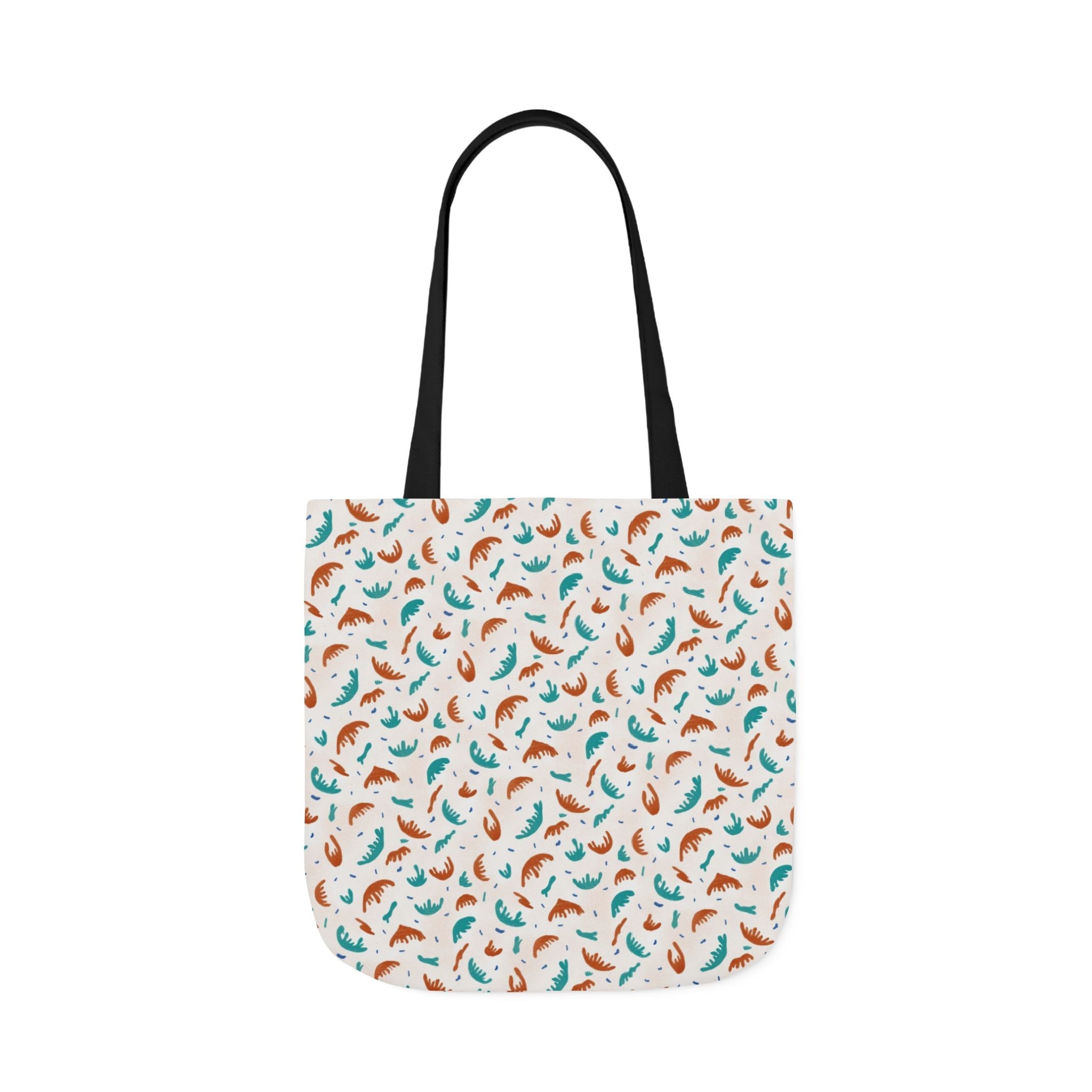 Abstract Hand Designed Print Canvas Tote Bag, 5-Color Straps Printify