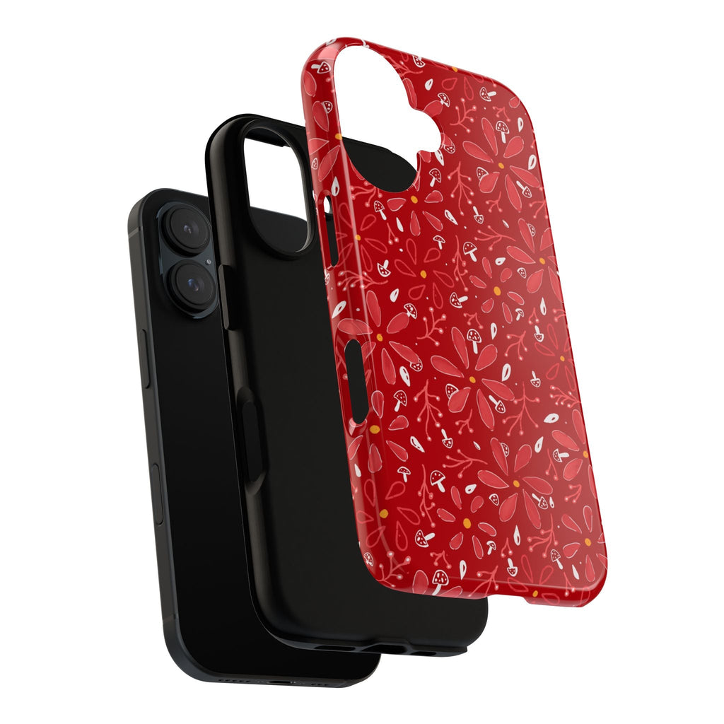 Red Flora Hand Designed Print Tough Cases Printify