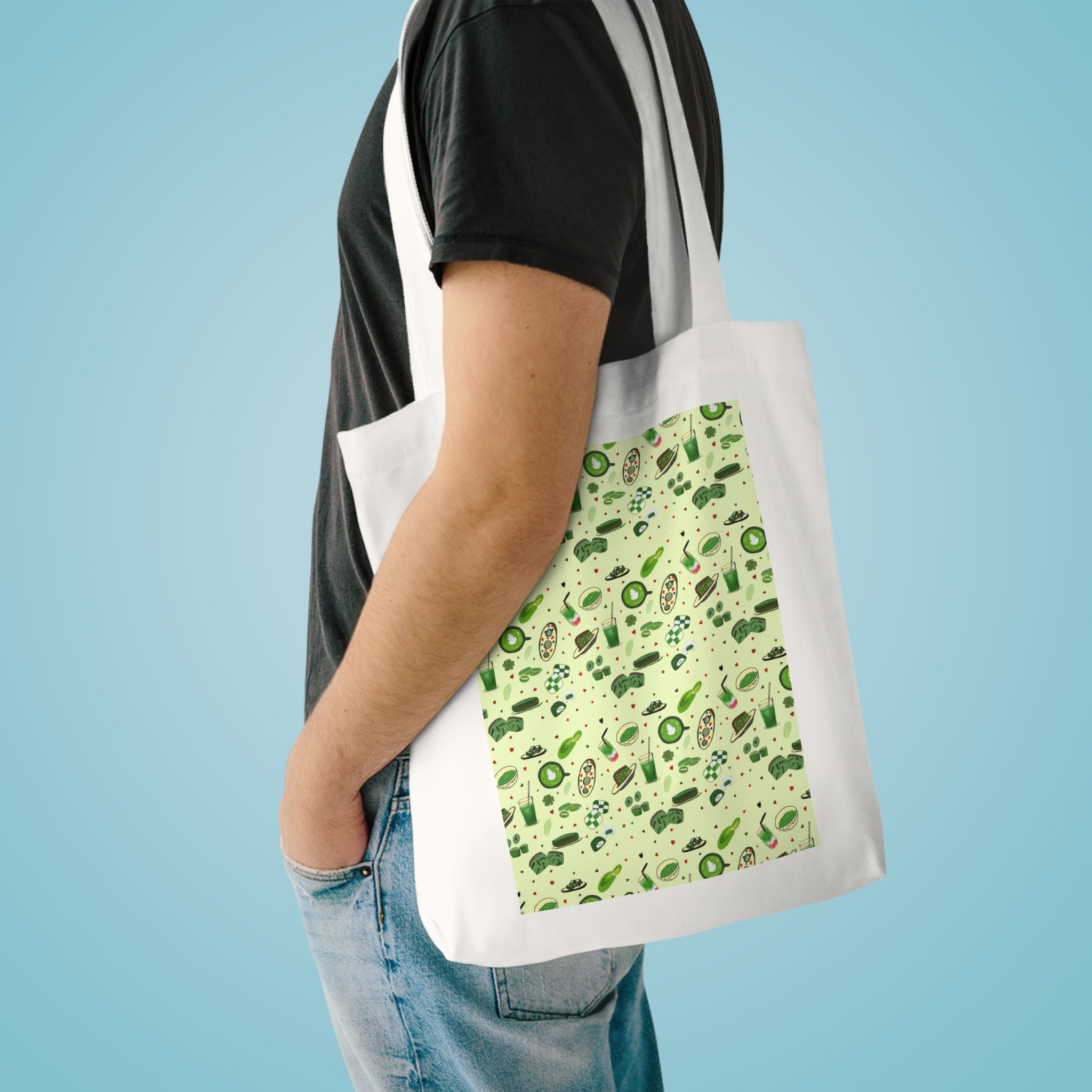 Matcha Food Hand Designed Prints Cotton Tote Bag Printify