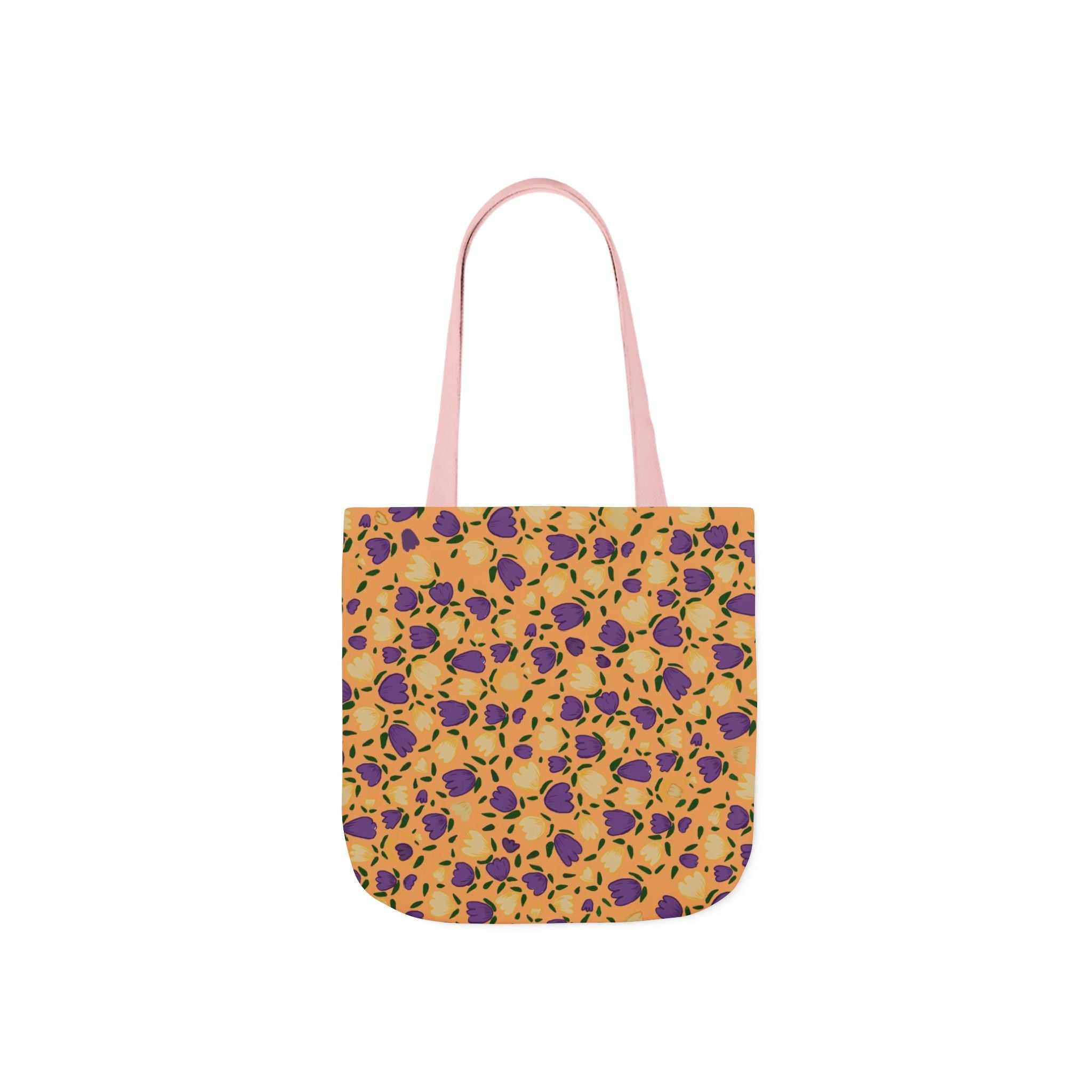 Orangy Purple Gold Flora Canvas Tote Bag, 5-Color Straps Printify