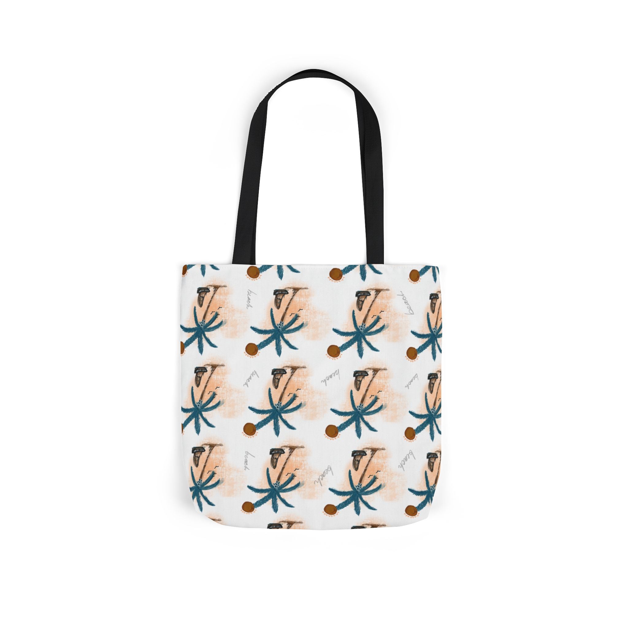 Beach Hand Drawn Art Canvas Tote Bag, 5-Color Straps Printify