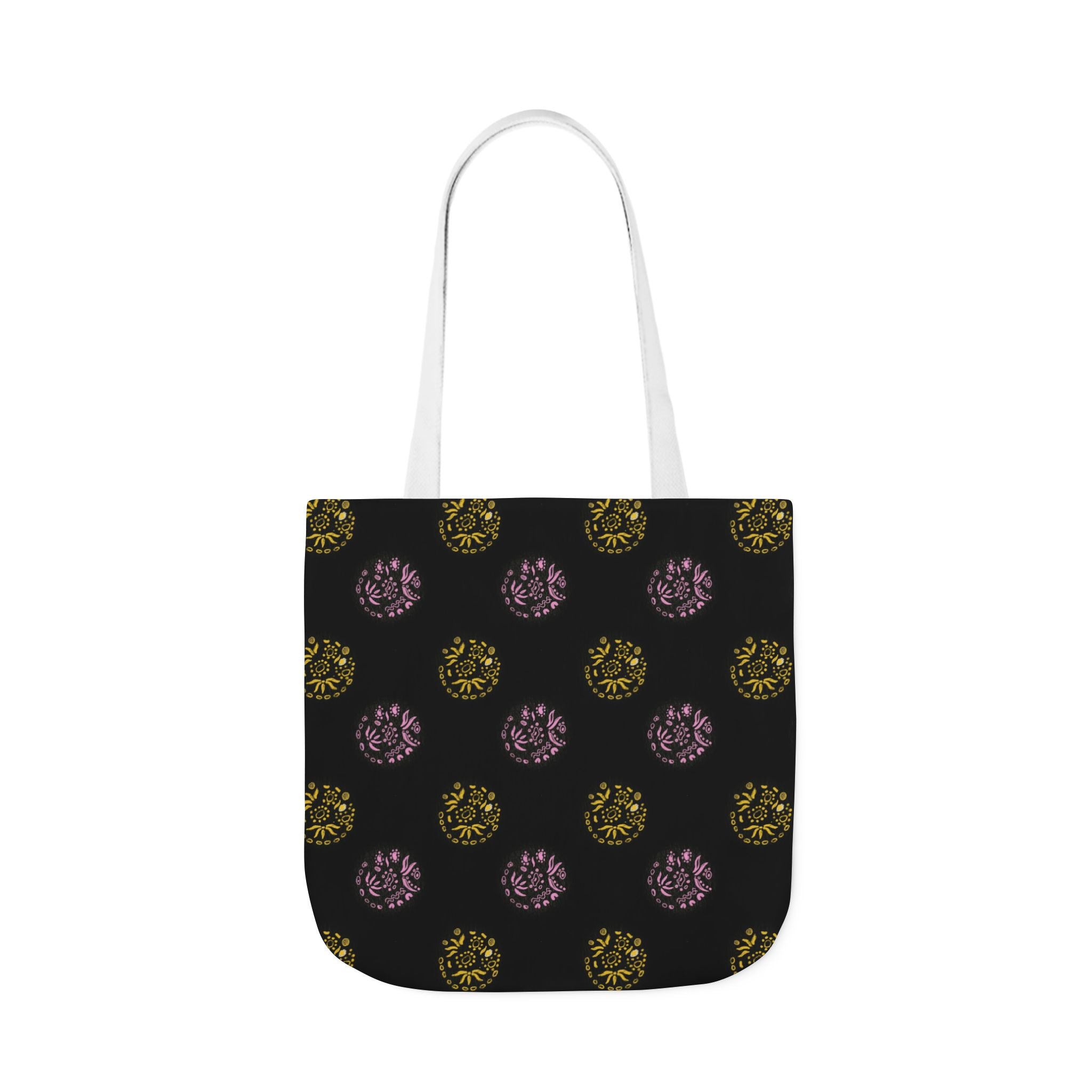 Black Abstract Canvas Tote Bag, 5-Color Straps