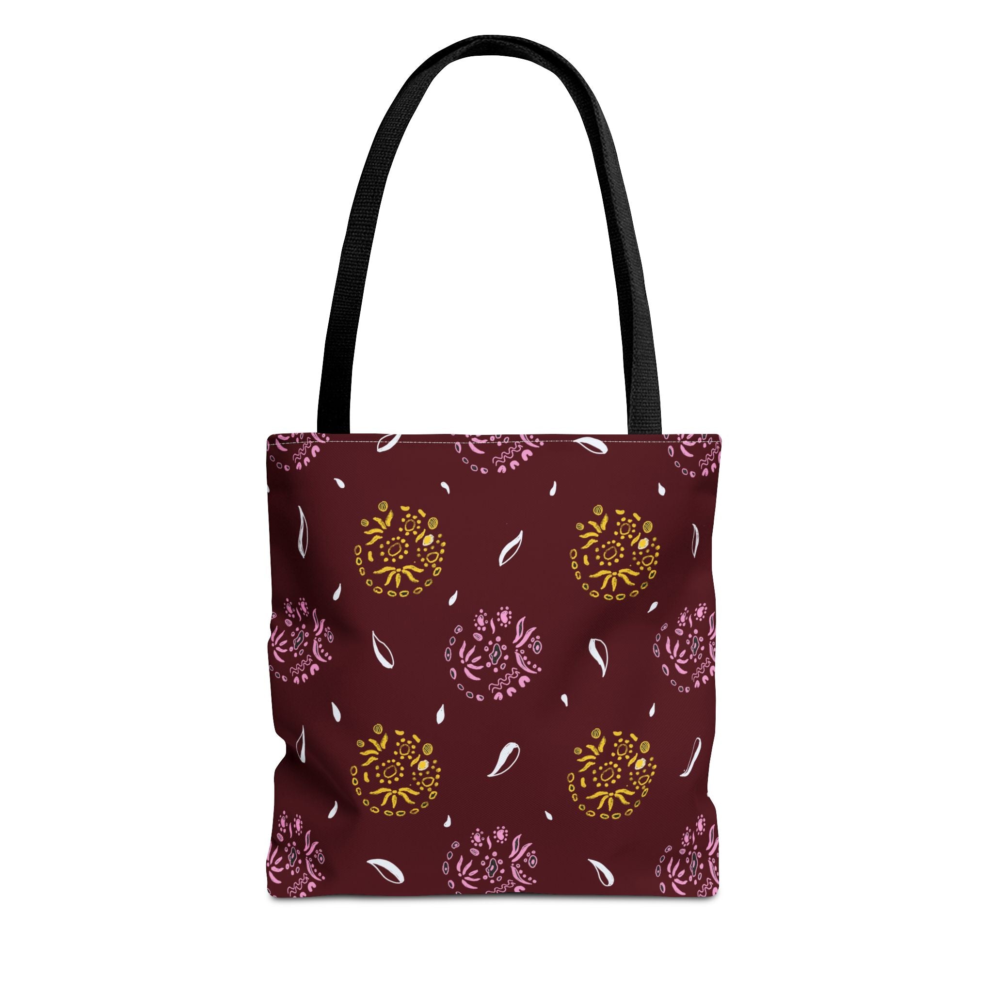 Maroon Abstract Symbol Tote Bag (AOP)