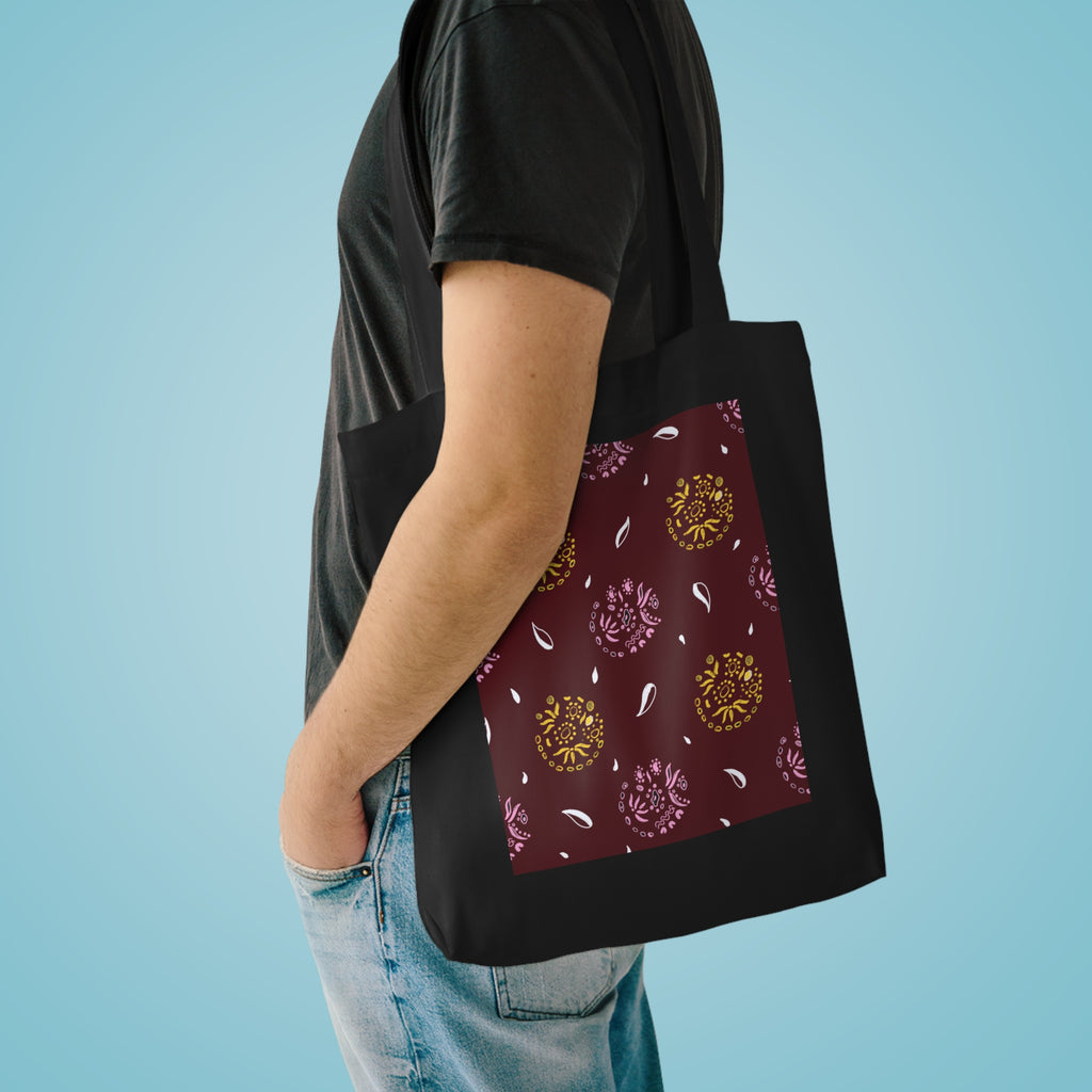 Maroon Abstract Cotton Tote Bag