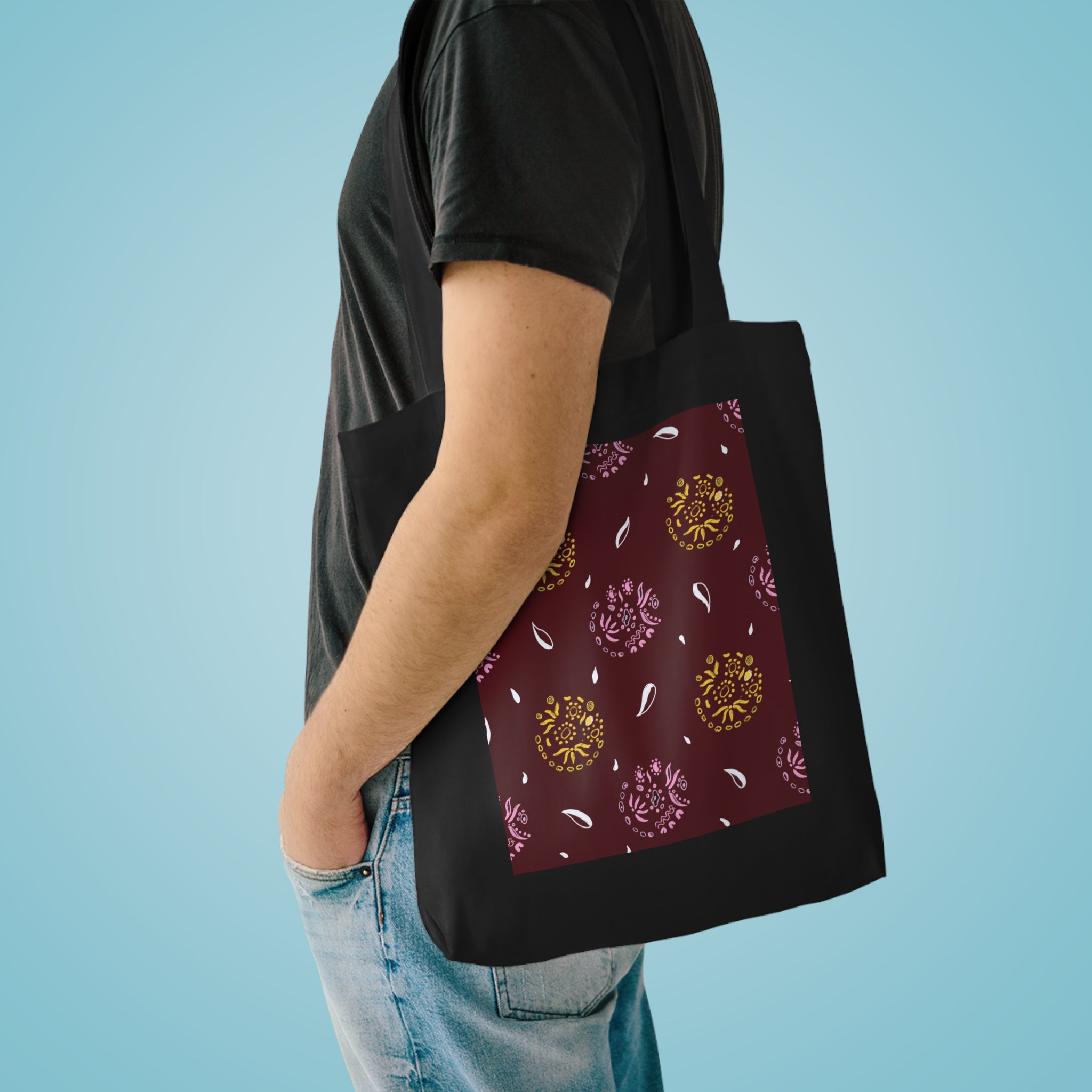 Maroon Abstract Cotton Tote Bag