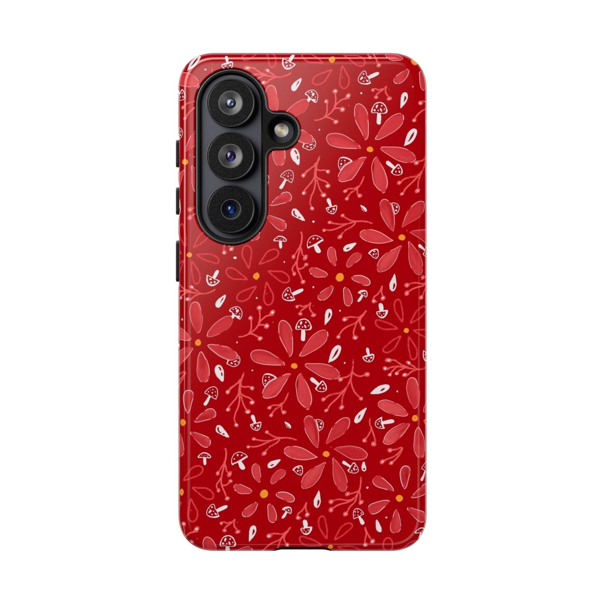 Red Flora Hand Designed Print Tough Cases Printify