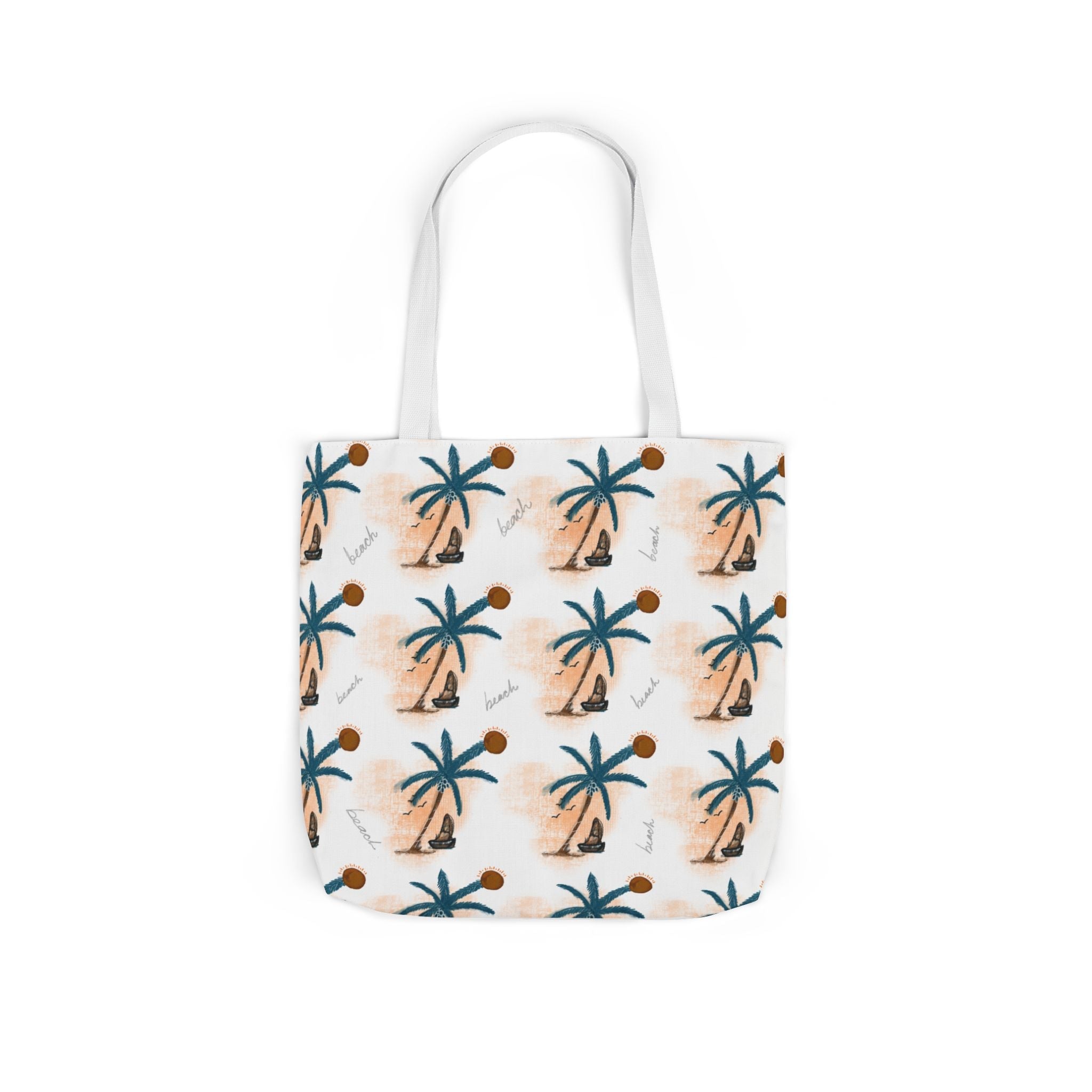 Beach Hand Drawn Art Canvas Tote Bag, 5-Color Straps Printify